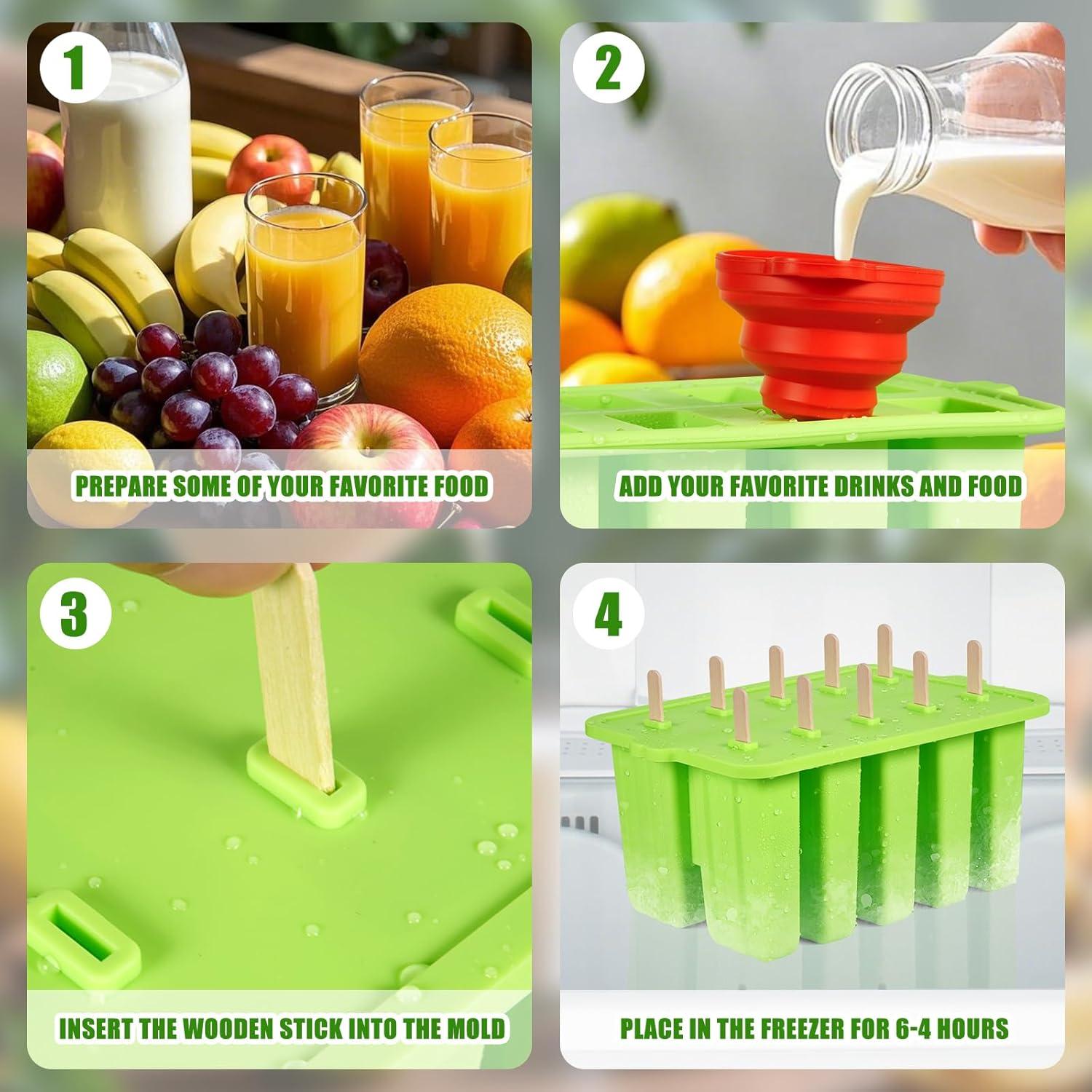 Molde de Paletas de Silicona Waybesty 10 Cavidades Verde