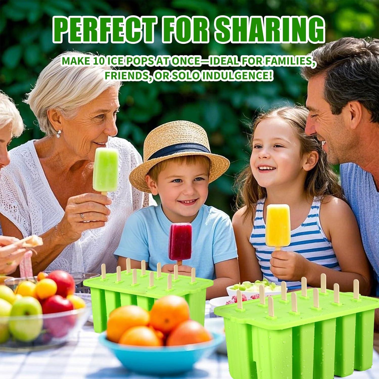 Molde de Paletas de Silicona Waybesty 10 Cavidades Verde