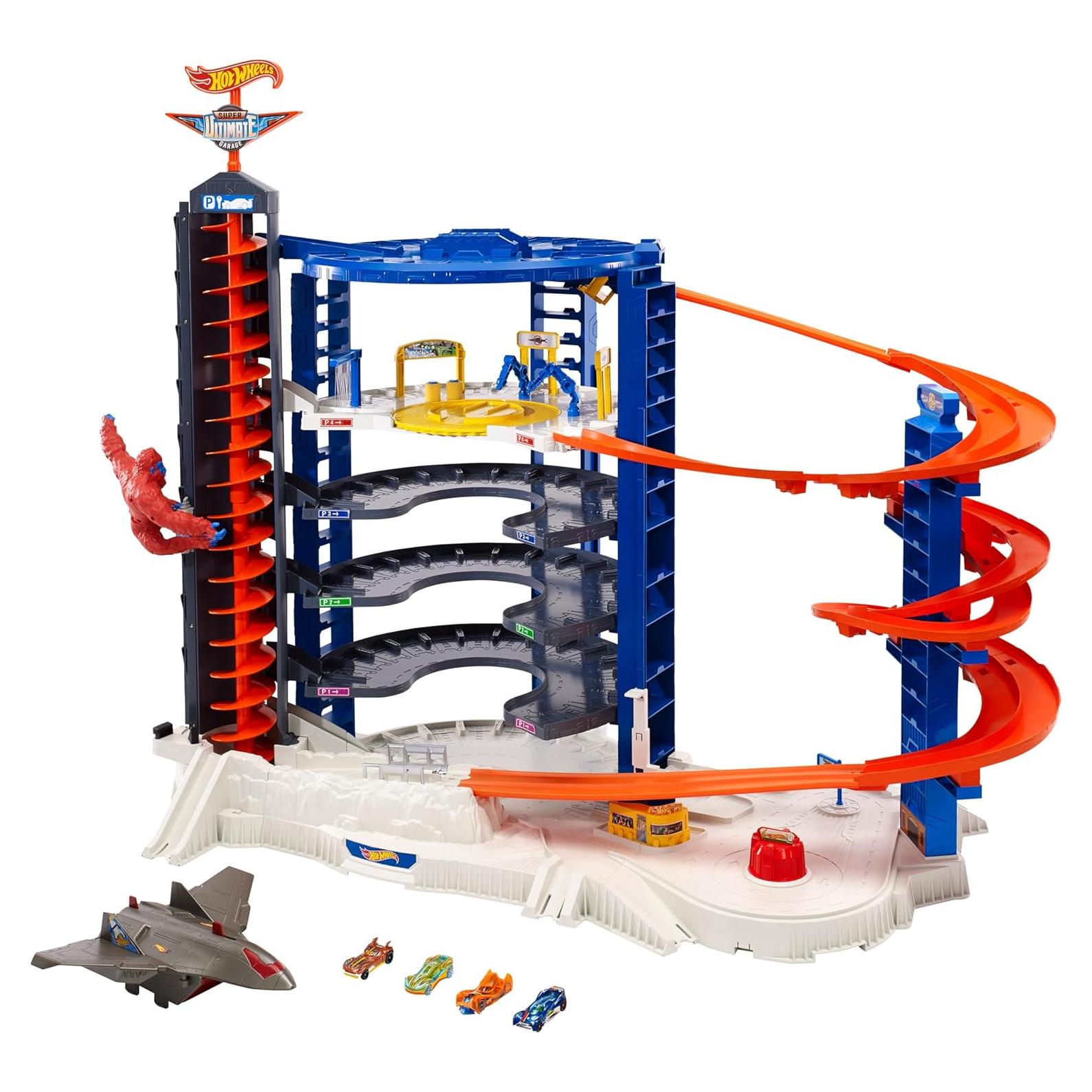 Garaje Super Ultimate Hot Wheels con 4 Autos y Elevador