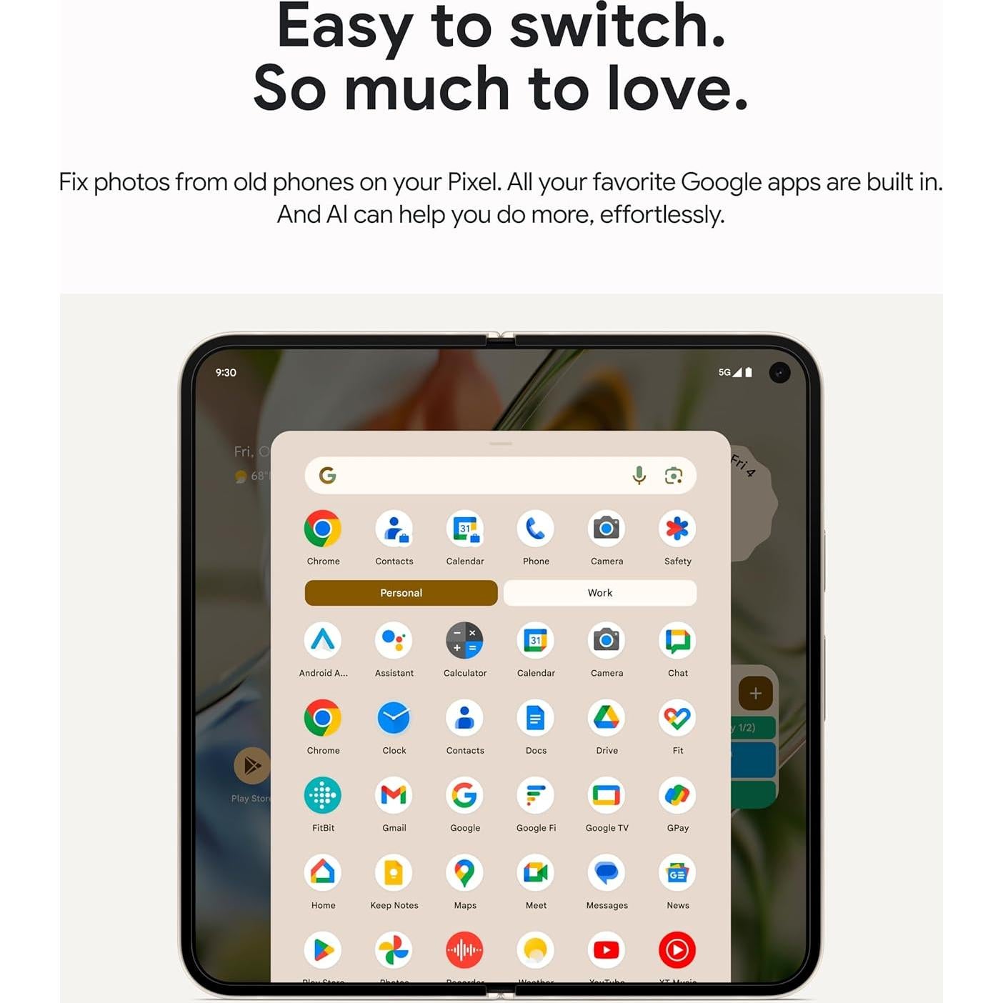 Google Pixel 9 Pro Fold - Teléfono Plegable 256GB Obsidiana