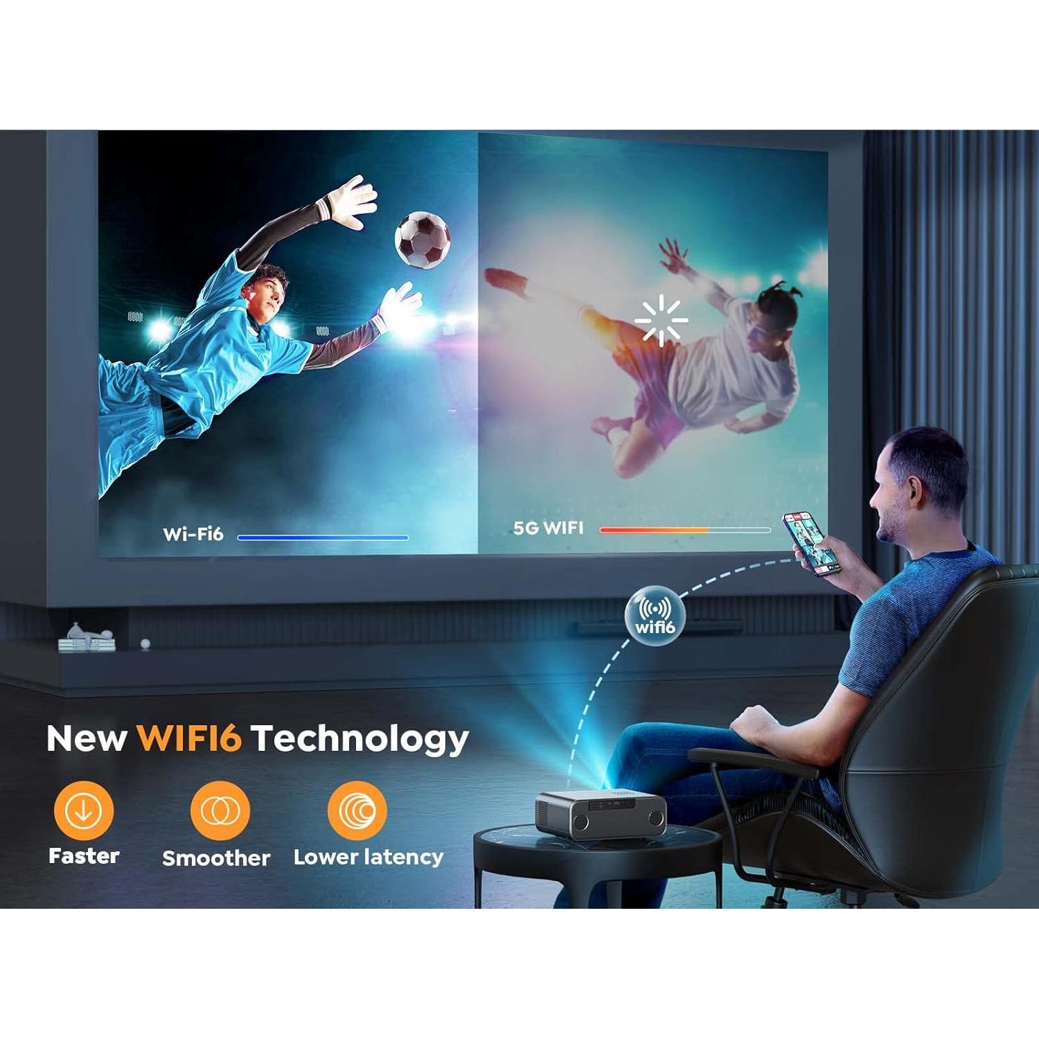 Proyector YABER Pro V9 4K WiFi 6 600 ANSI 1080P Cine en Casa