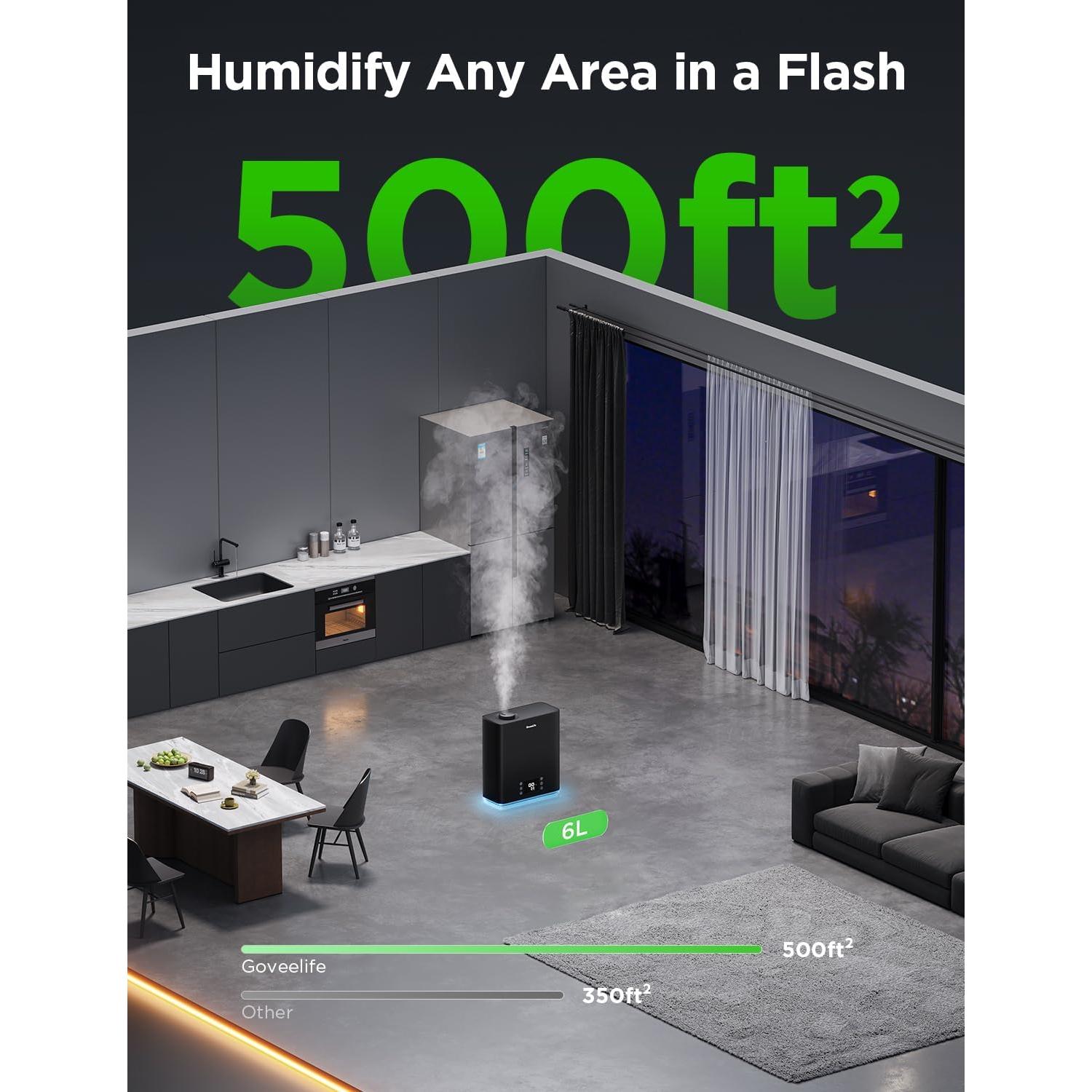 Humidificador Inteligente GoveeLife 6L con Control App y Luz RGB