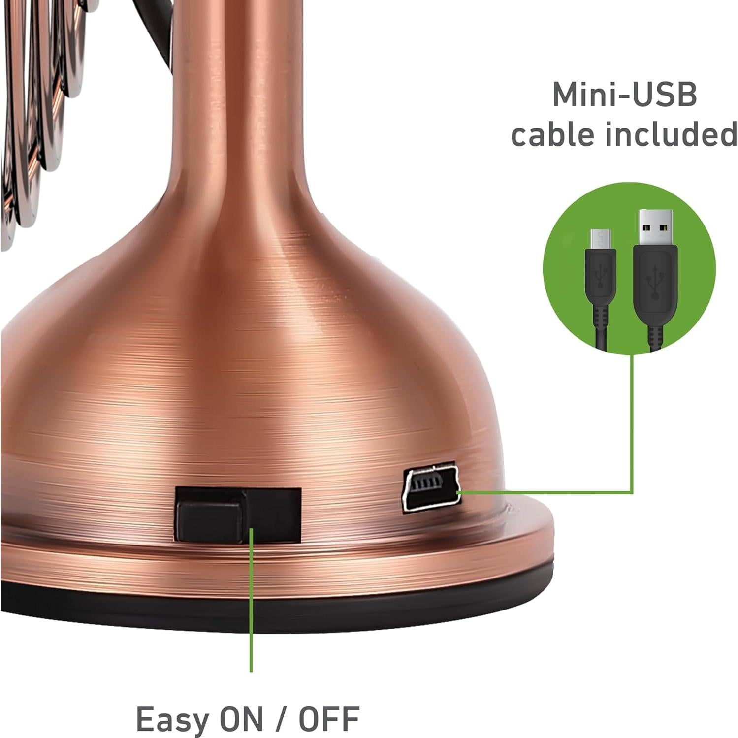 Ventilador de Escritorio Mini USB HOLMES Heritage 10 cm Cobre