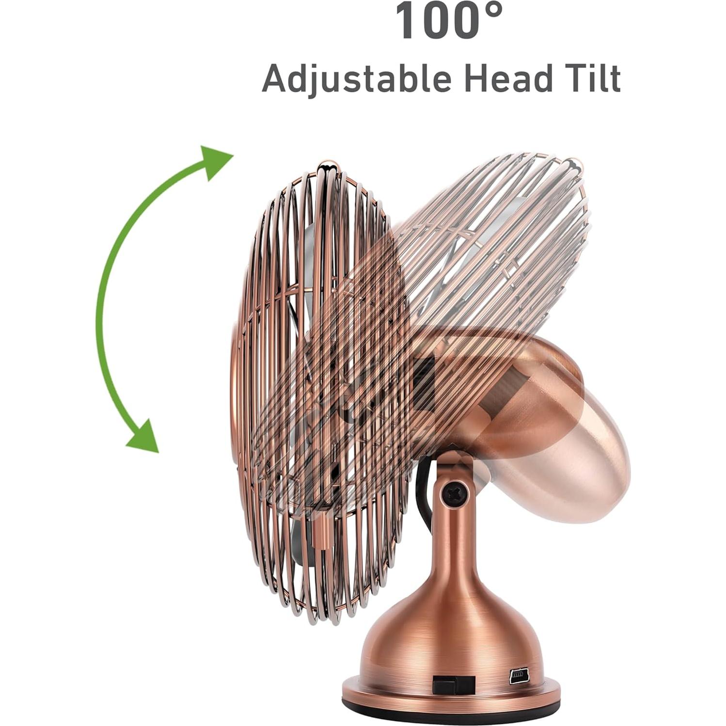 Ventilador de Escritorio Mini USB HOLMES Heritage 10 cm Cobre