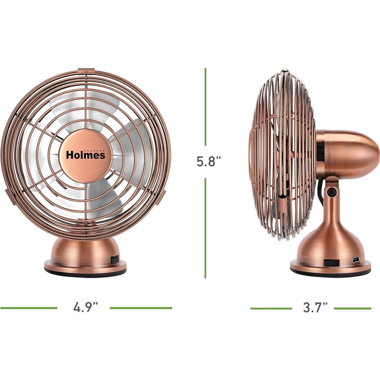 Ventilador de Escritorio Mini USB HOLMES Heritage 10 cm Cobre