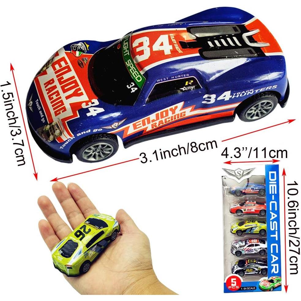 Coches de Carreras Pull Back Himeeu Set de 5 Metal 7,62 cm