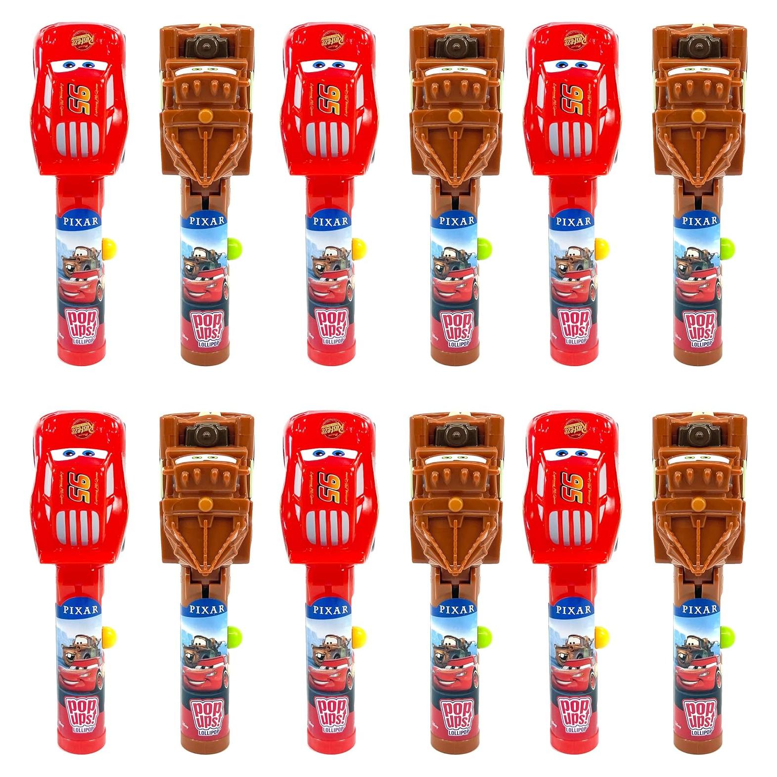 Set de 12 Soportes de Lollipop Cars - Mater y Lightning McQueen