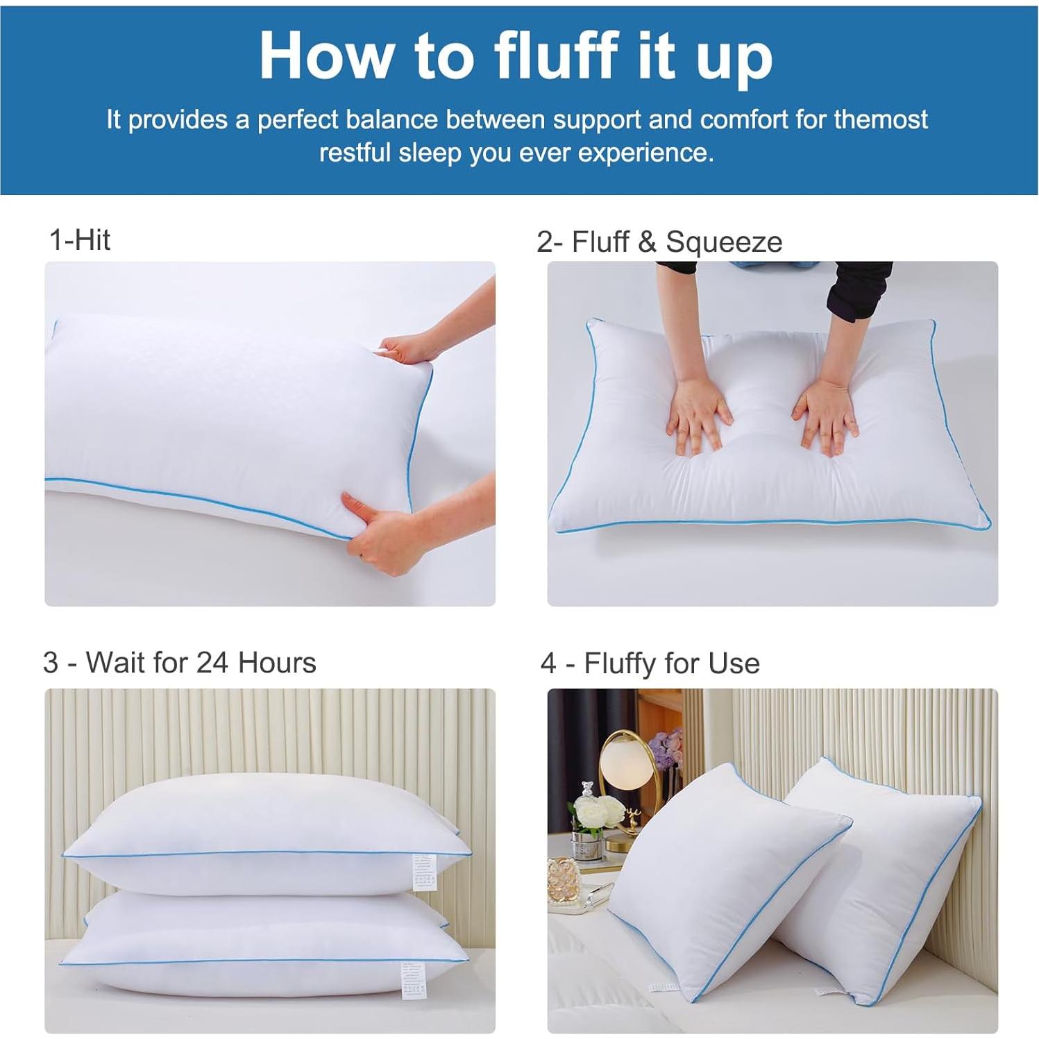 Almohadas Uniqwamer Estándar 4 Piezas Relleno Suave Transpirable