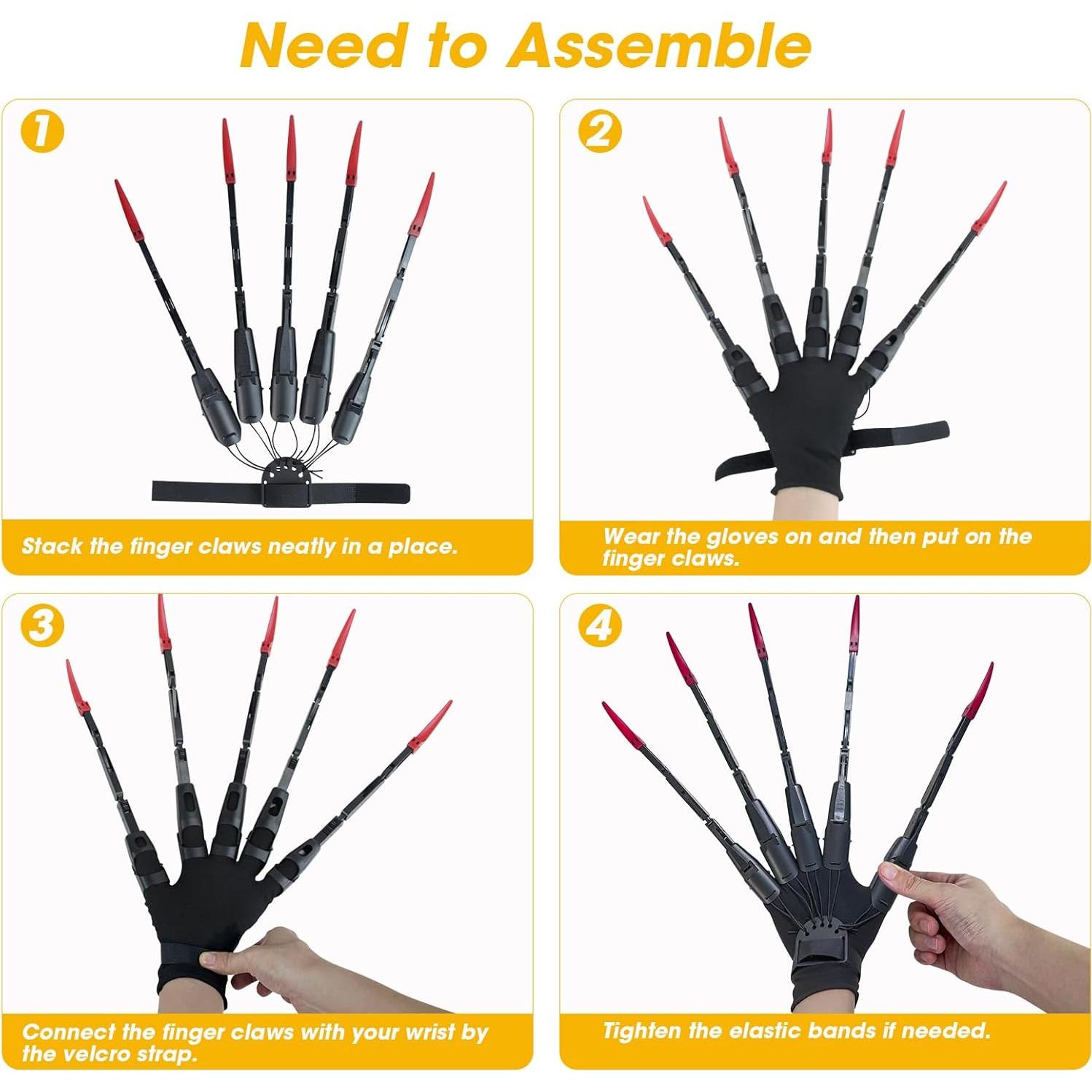 Extensiones de Dedos Articulados NICENICY con Guantes Negros