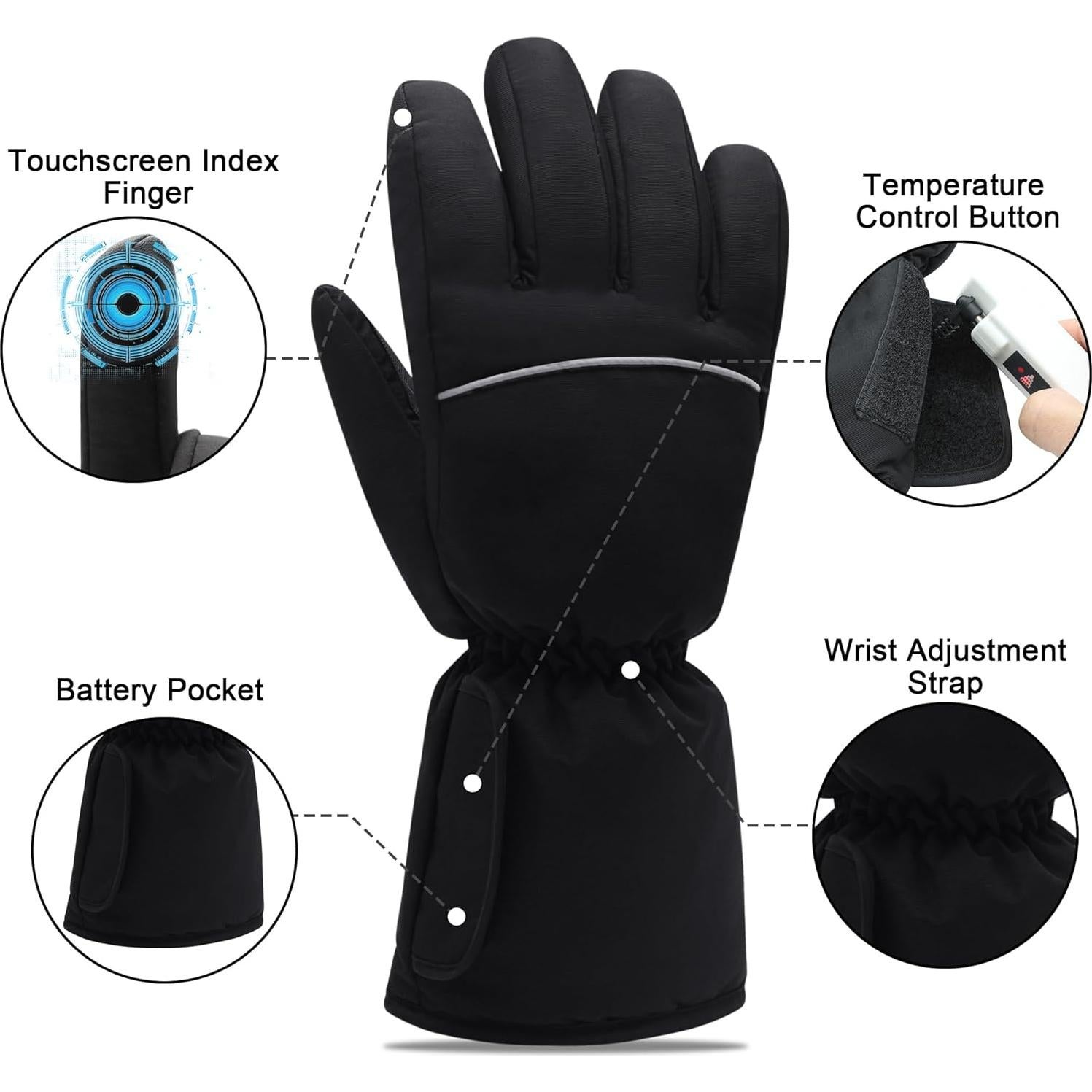 Guantes Calentados Eléctricos QILOVE Táctiles 3 Niveles Invierno