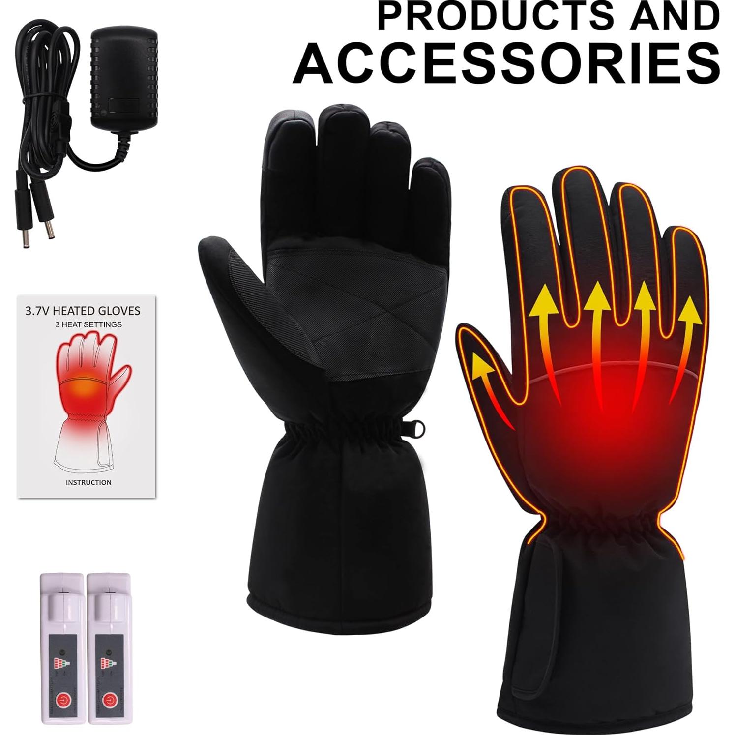 Guantes Calentados Eléctricos QILOVE Táctiles 3 Niveles Invierno