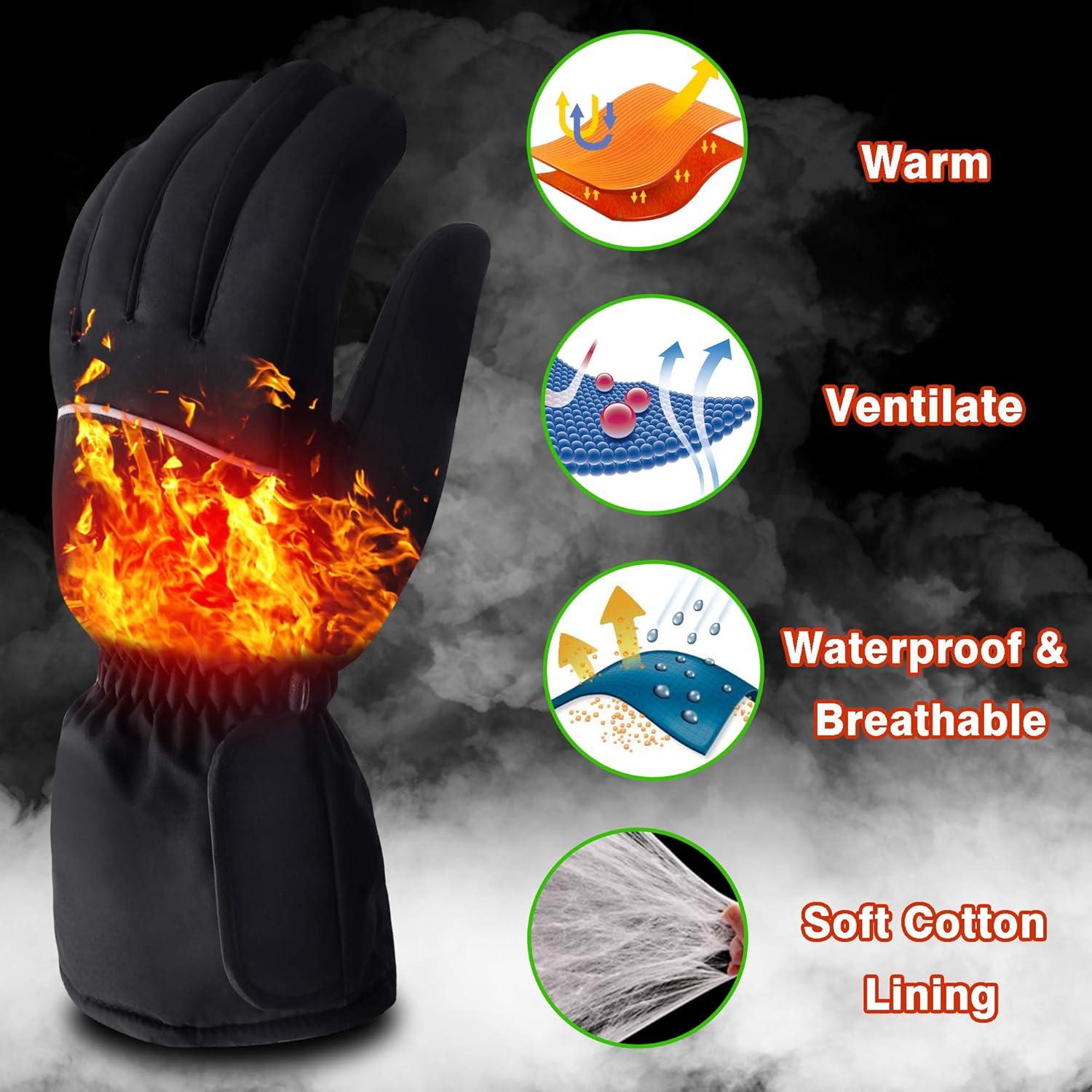 Guantes Calentados Eléctricos QILOVE Táctiles 3 Niveles Invierno