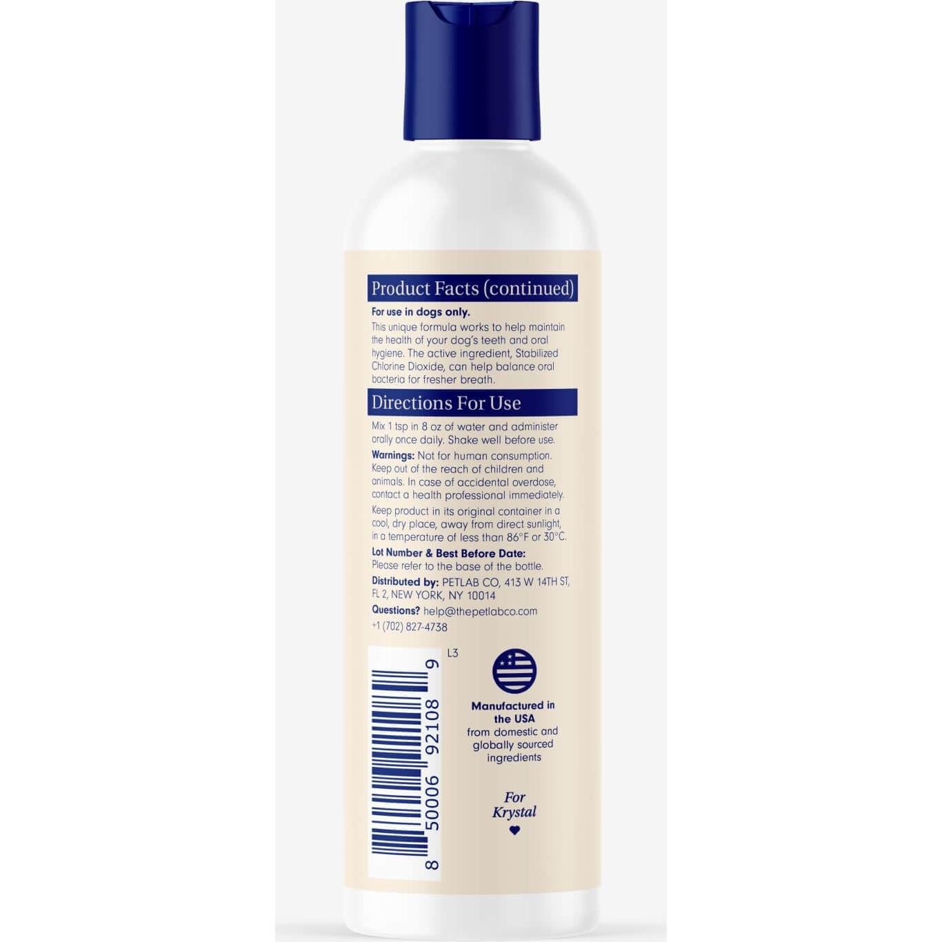 Aditivo Dental para Perros PetLab Co. 236 ml - Aliento Fresco y Dientes Limpios