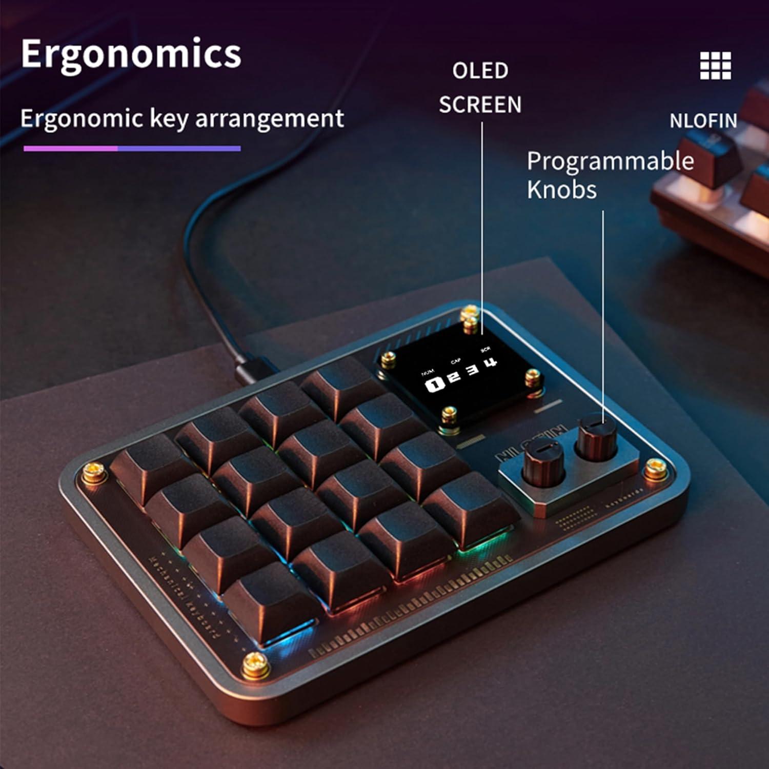 Teclado Programable Nlofin KB16 con 16 Teclas y RGB