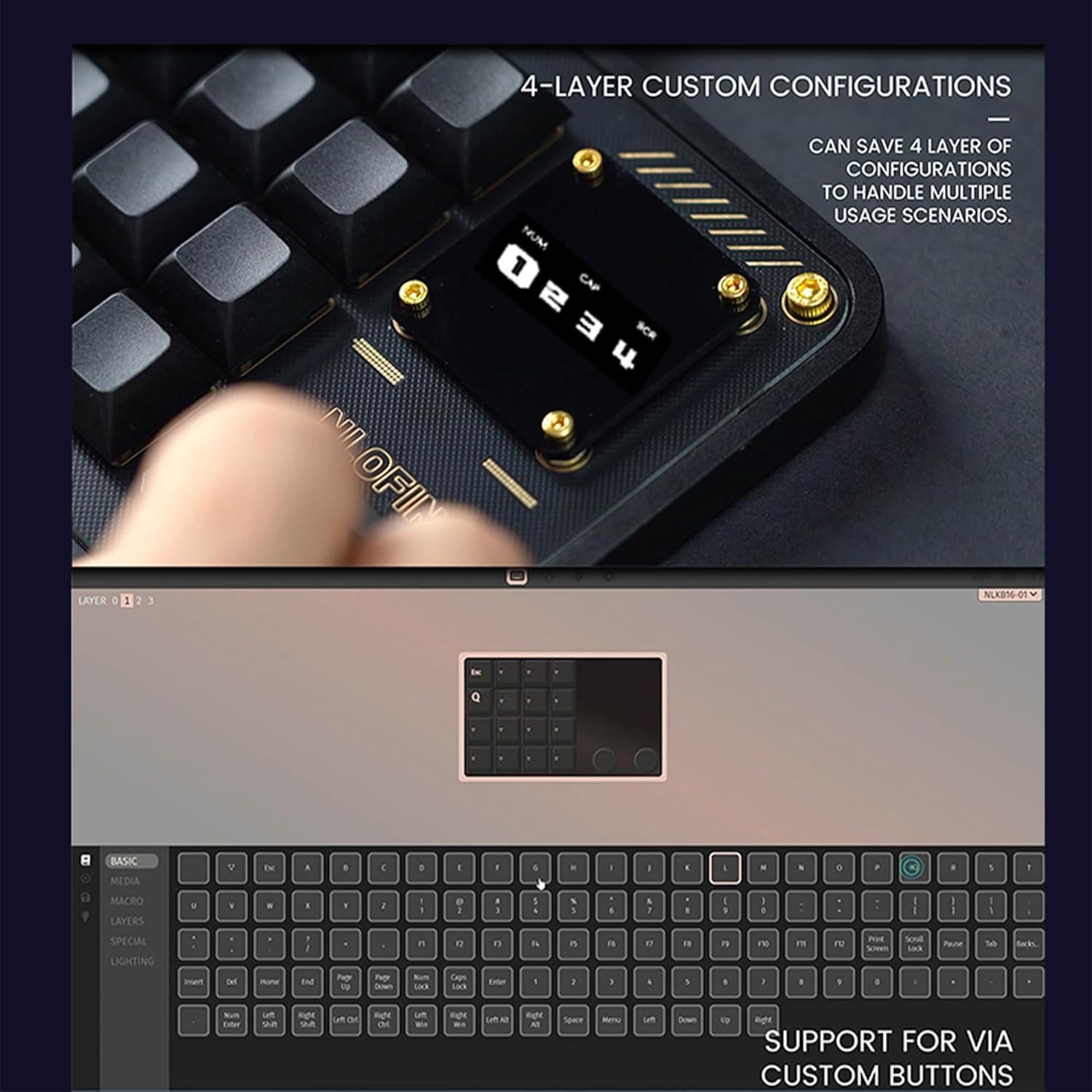 Teclado Programable Nlofin KB16 con 16 Teclas y RGB