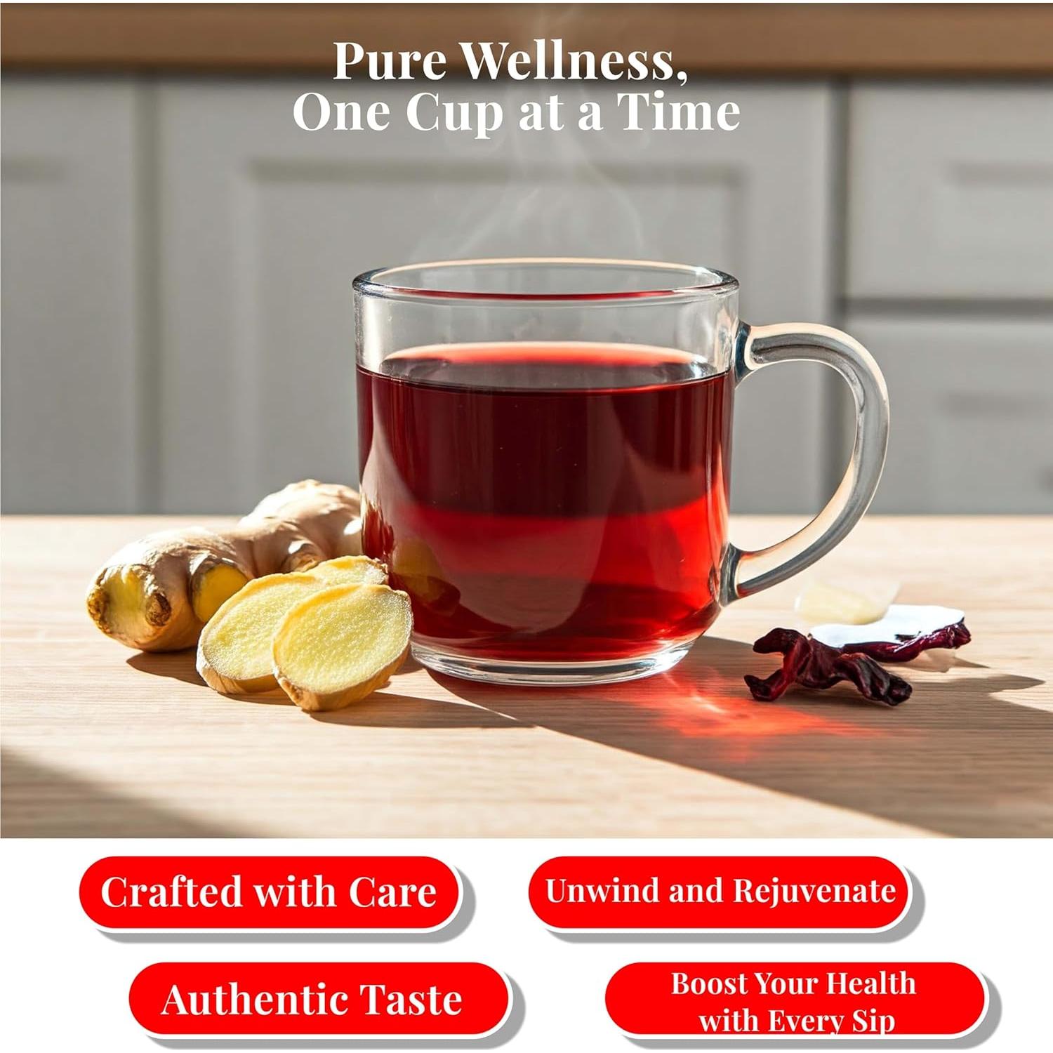 Té de Hibisco Orgánico Akshit - 75 Bolsitas Sin Cafeína