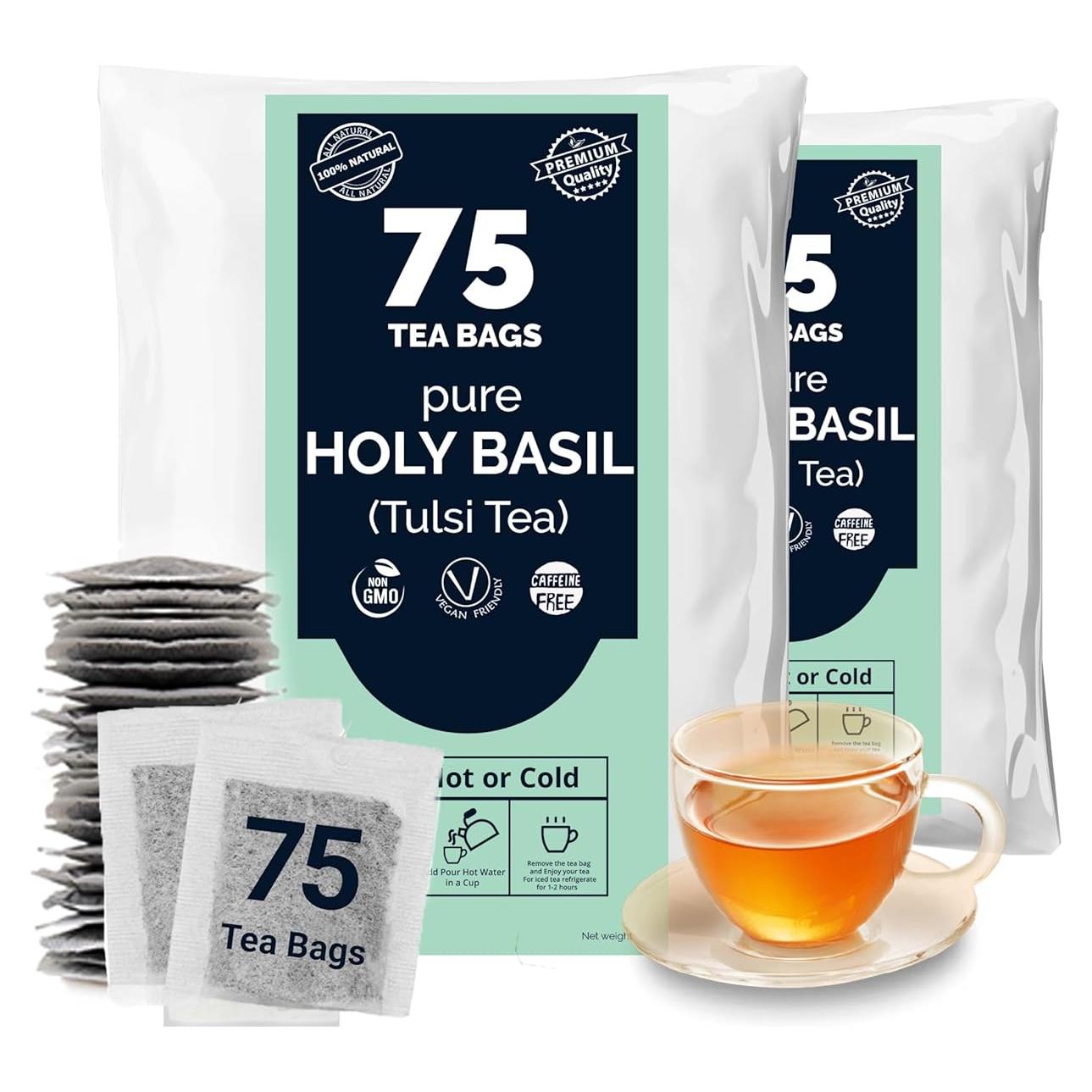 Té de Albahaca Sagrada Akshit, 75 Bolsitas, Sin Cafeína