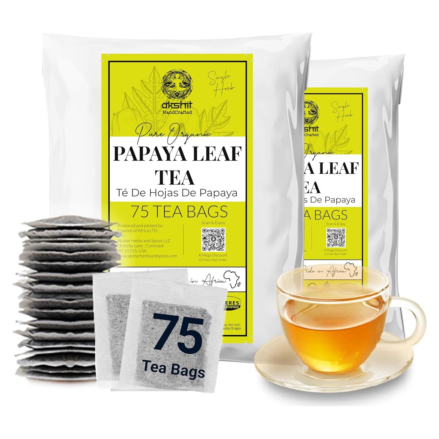Té de Hoja de Papaya Akshit, 150 Bolsitas, 100% Natural