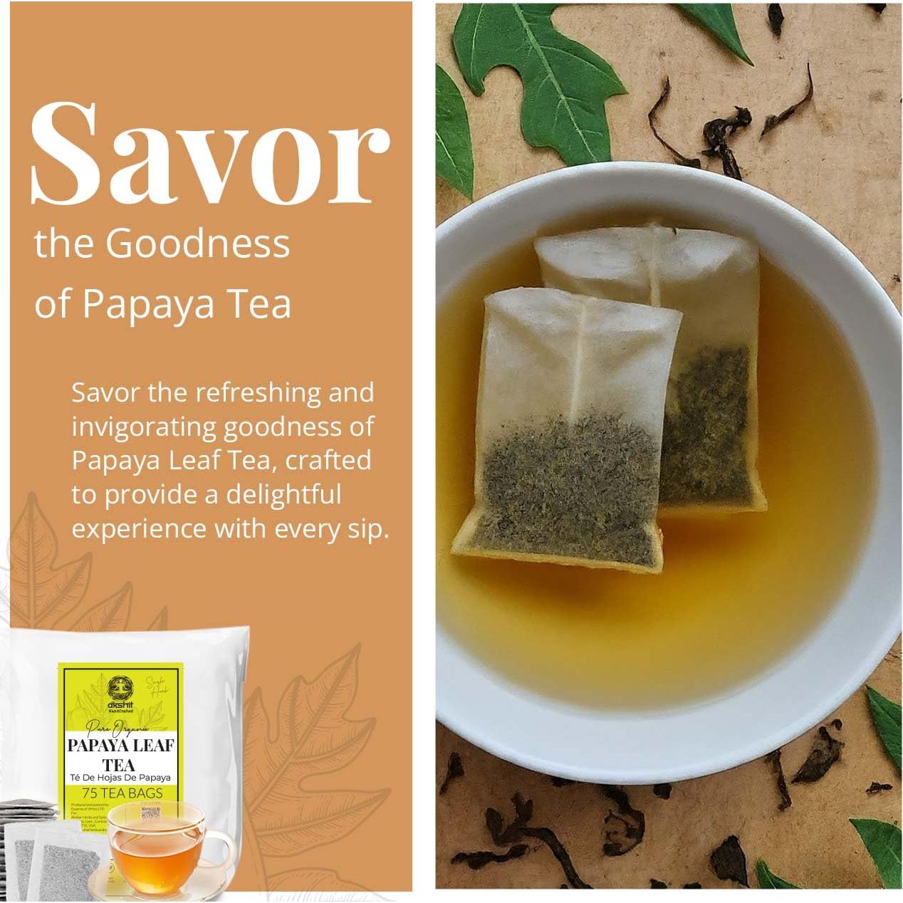 Té de Hoja de Papaya Akshit, 150 Bolsitas, 100% Natural