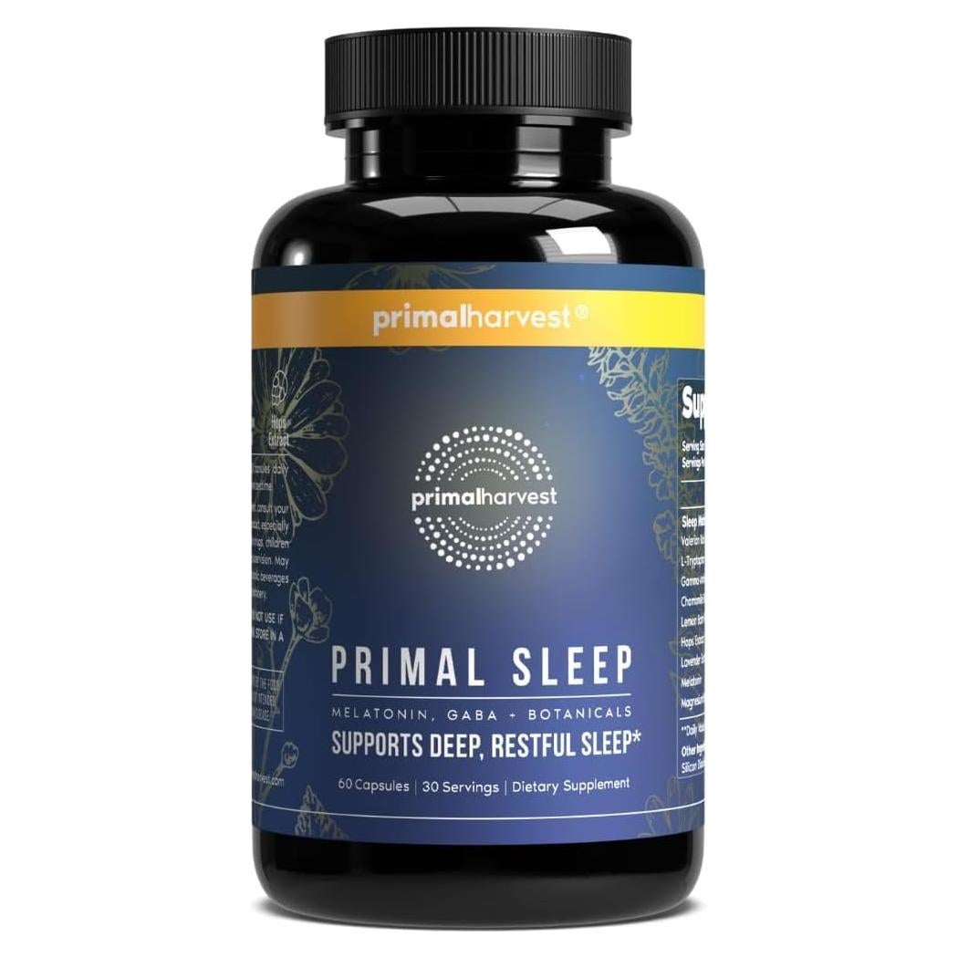 Suplemento para el Sueño Primal Harvest 60 Cápsulas GABA Melatonina