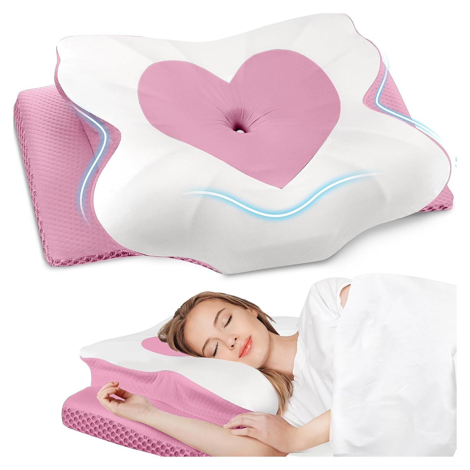 Almohada Cervical CushZone Espuma Viscoelástica Queen Rosa