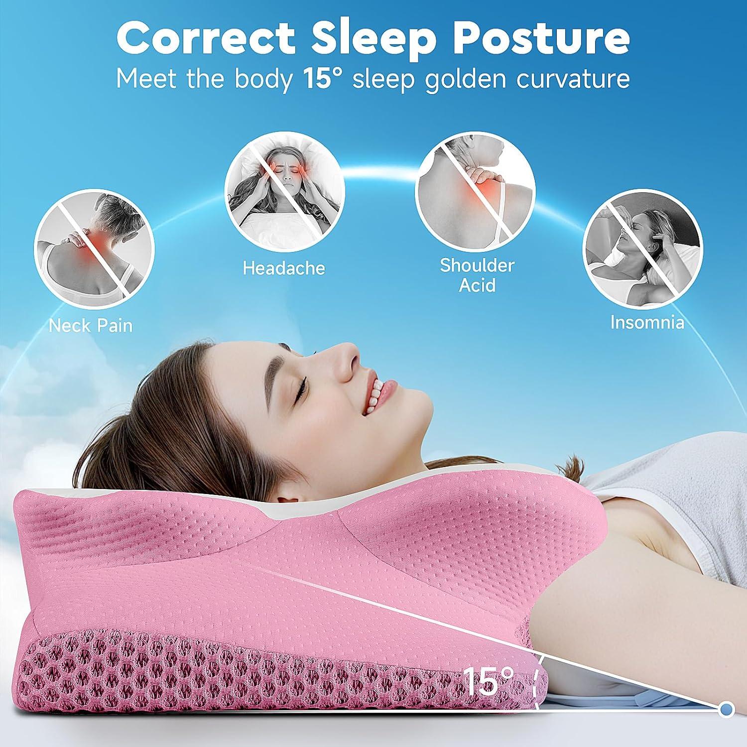 Almohada Cervical CushZone Espuma Viscoelástica Queen Rosa