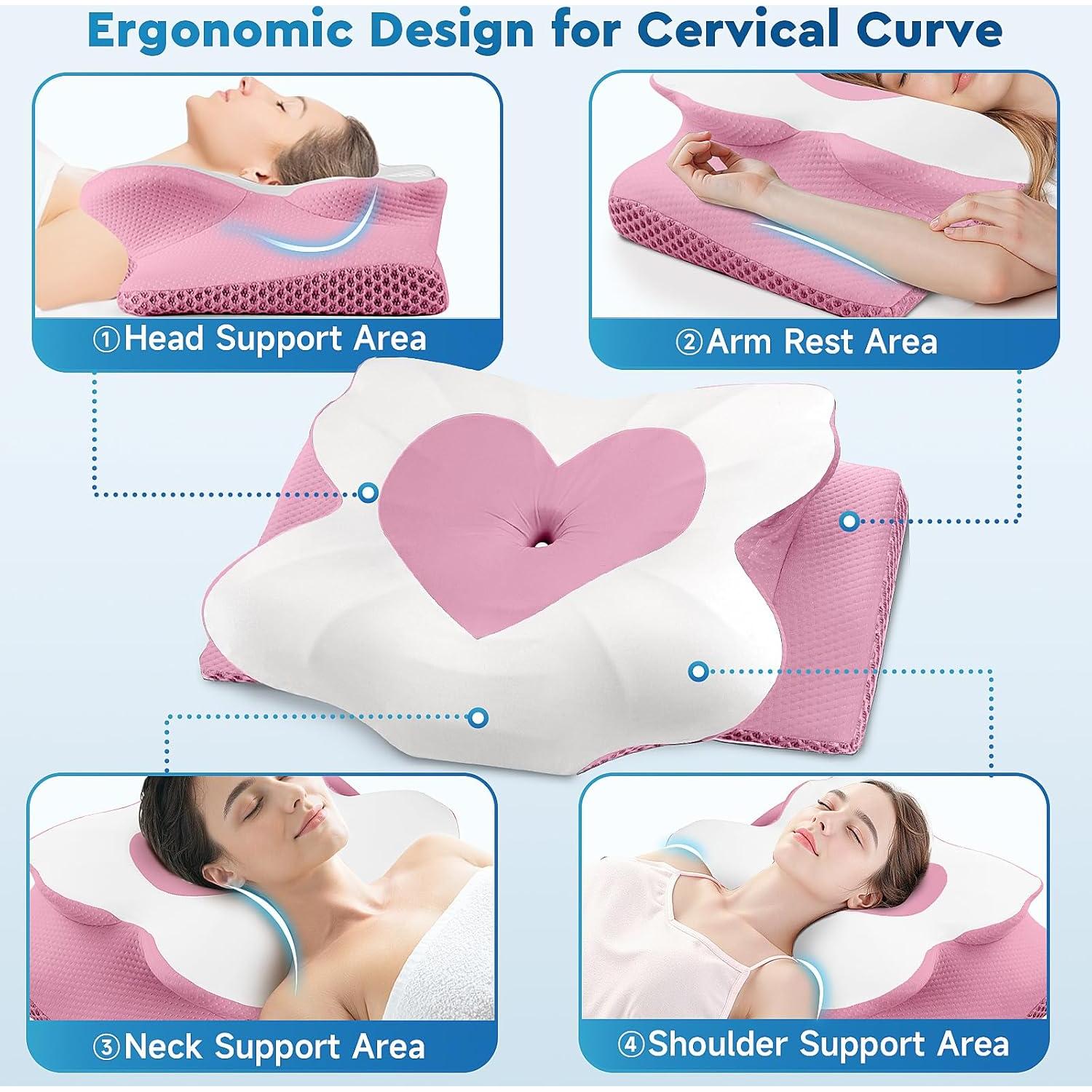 Almohada Cervical CushZone Espuma Viscoelástica Queen Rosa