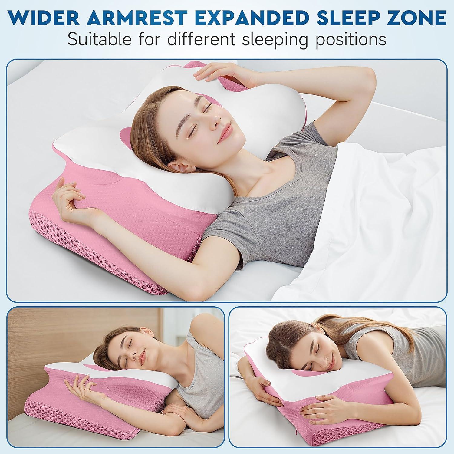 Almohada Cervical CushZone Espuma Viscoelástica Queen Rosa