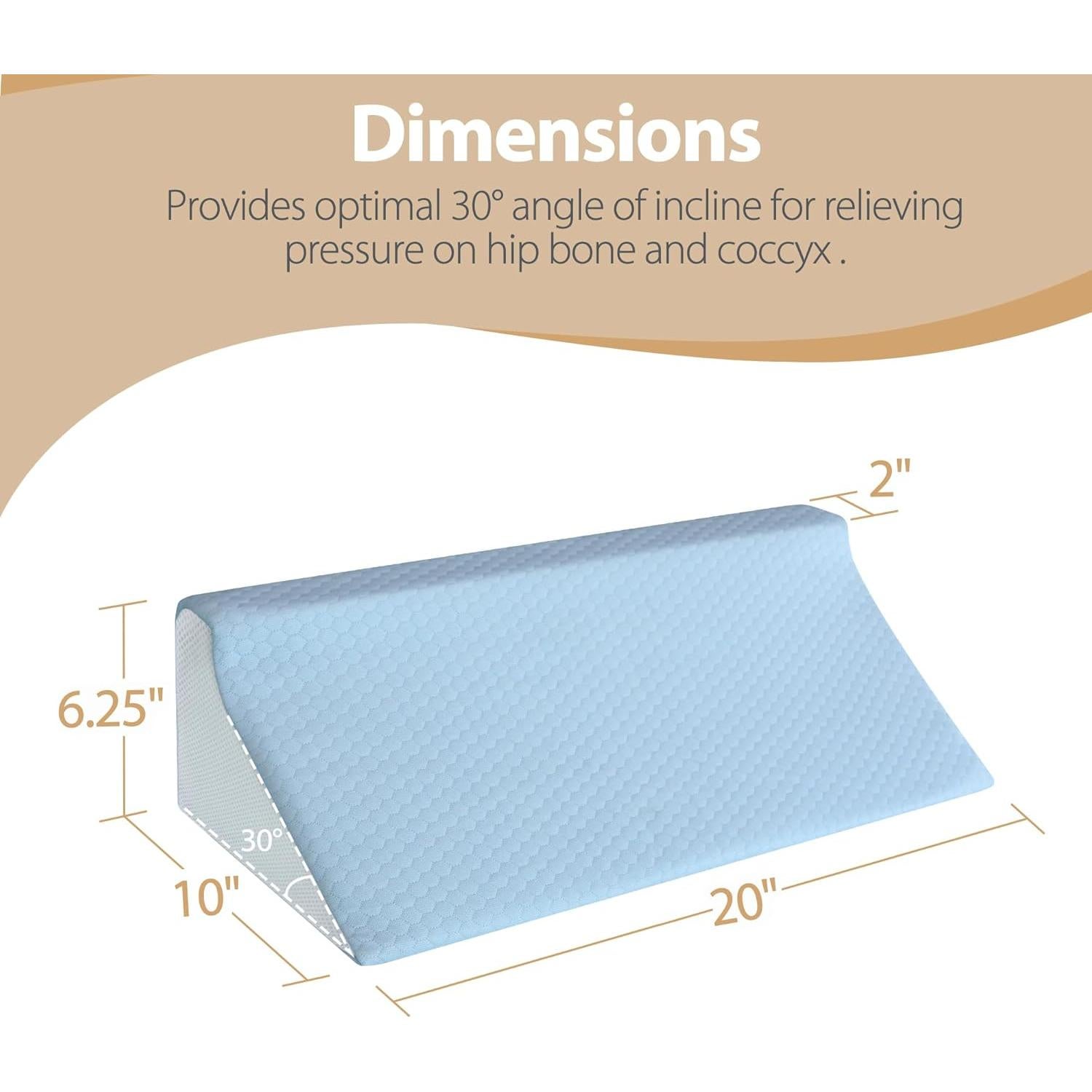 Cojín en cuña Touchutopia de espuma viscoelástica azul 50.8 cm