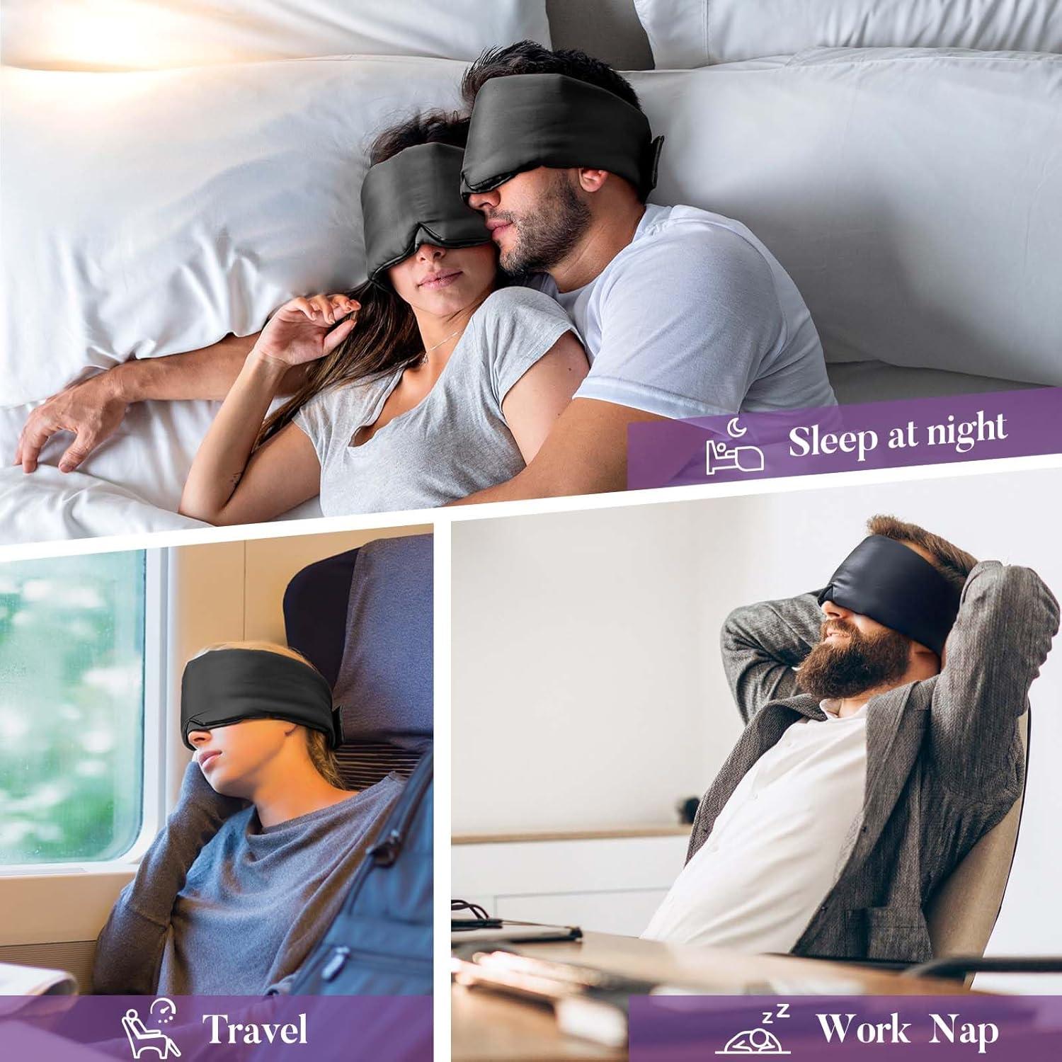 Máscara de Sueño de Satén Okaydot - Bloqueo de Luz Negro