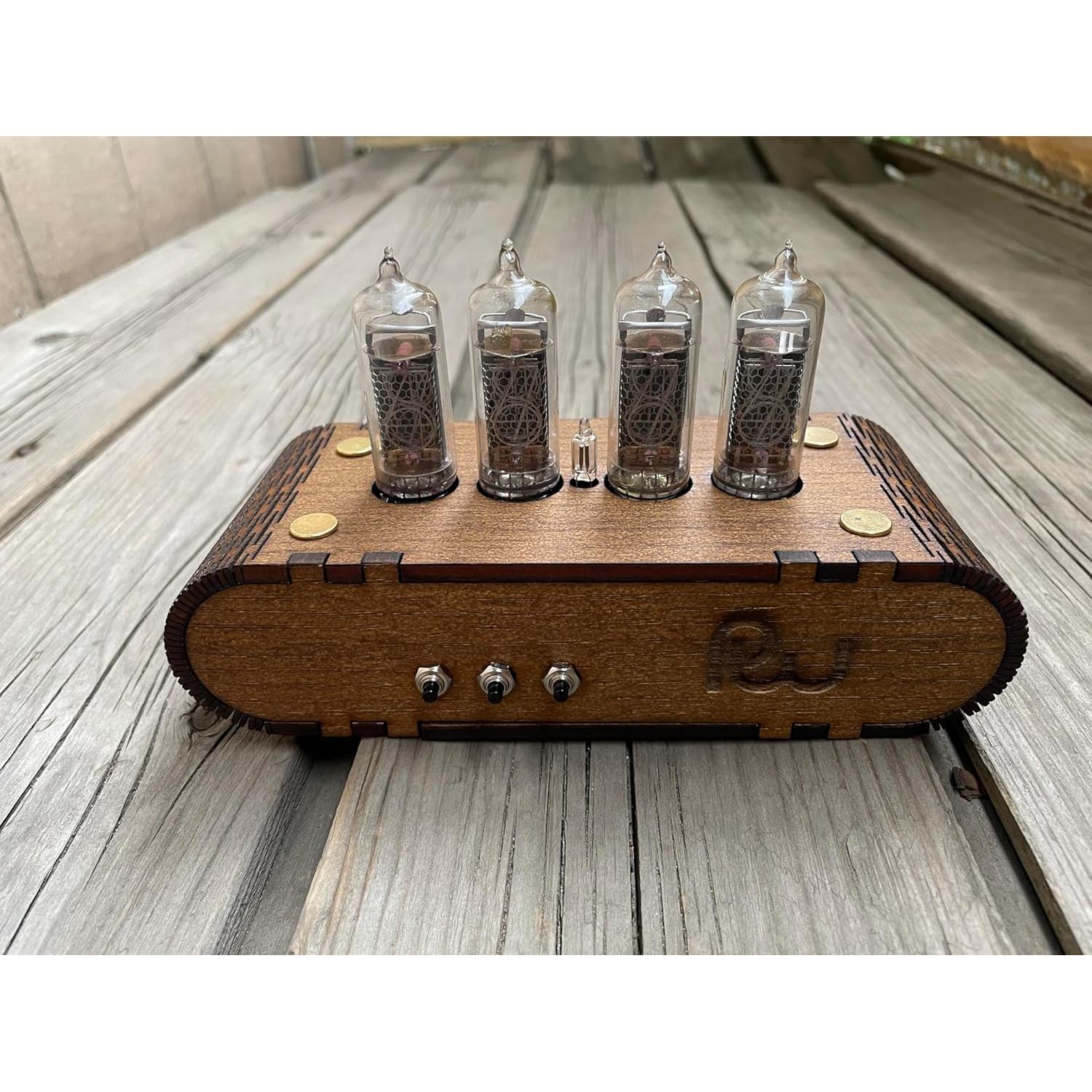 Reloj Nixie IN-14 Vintage con Caja de Roble 12 Horas