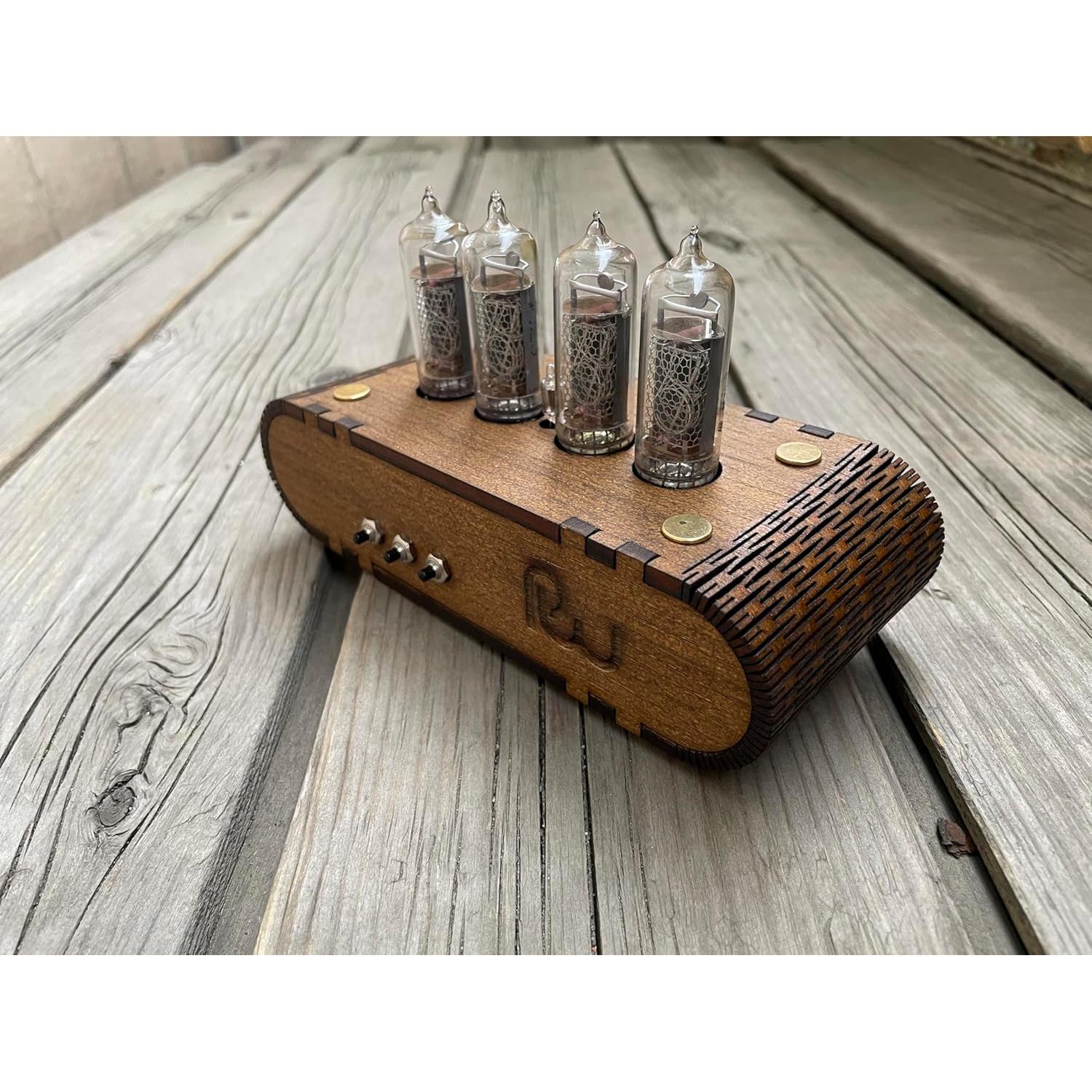 Reloj Nixie IN-14 Vintage con Caja de Roble 12 Horas