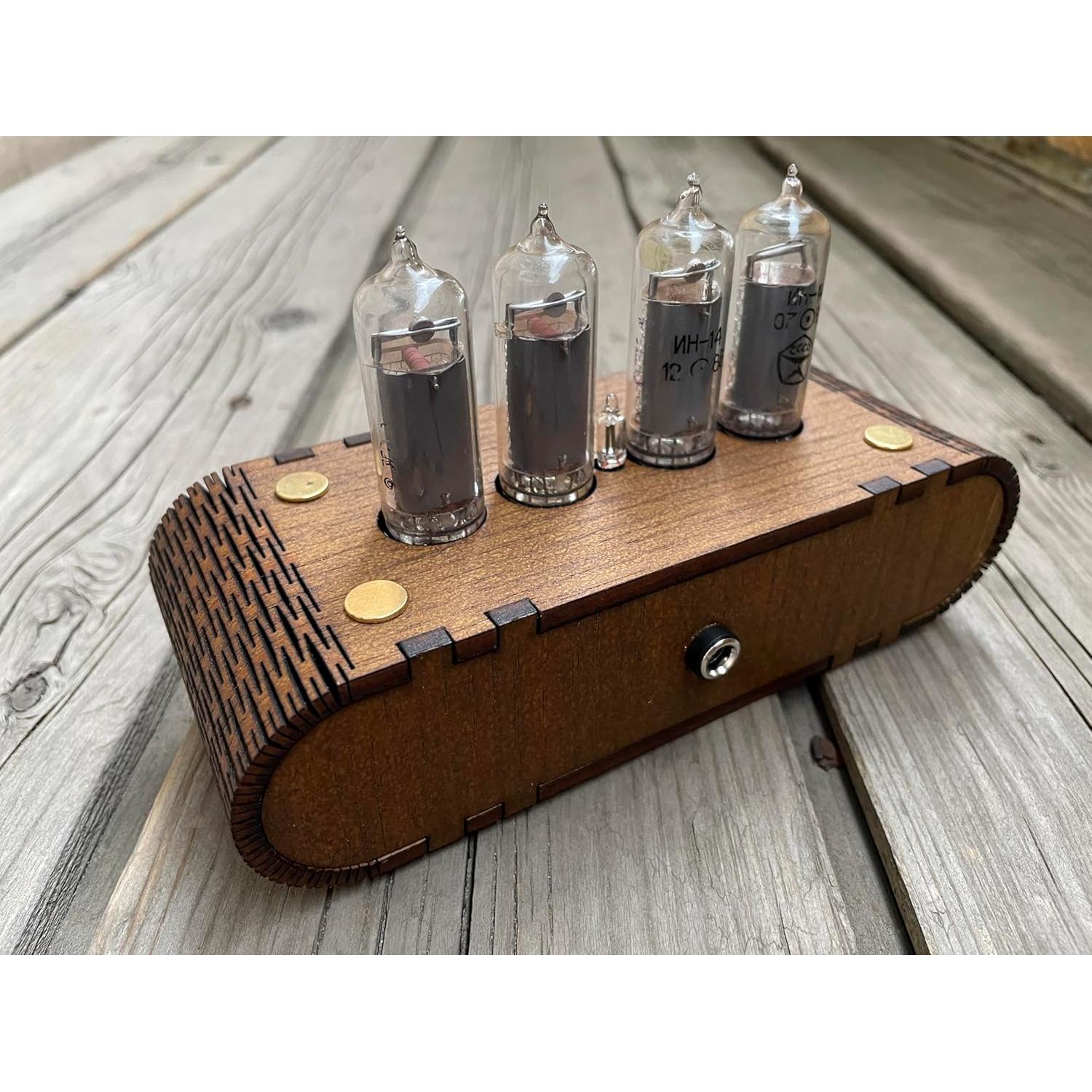 Reloj Nixie IN-14 Vintage con Caja de Roble 12 Horas