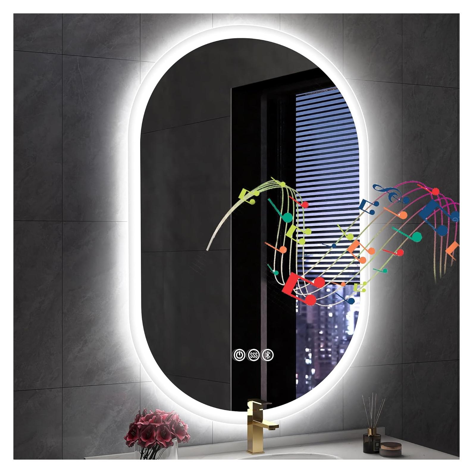 Espejo de Baño Ovalado LED S'bagno 91x61cm con Bluetooth