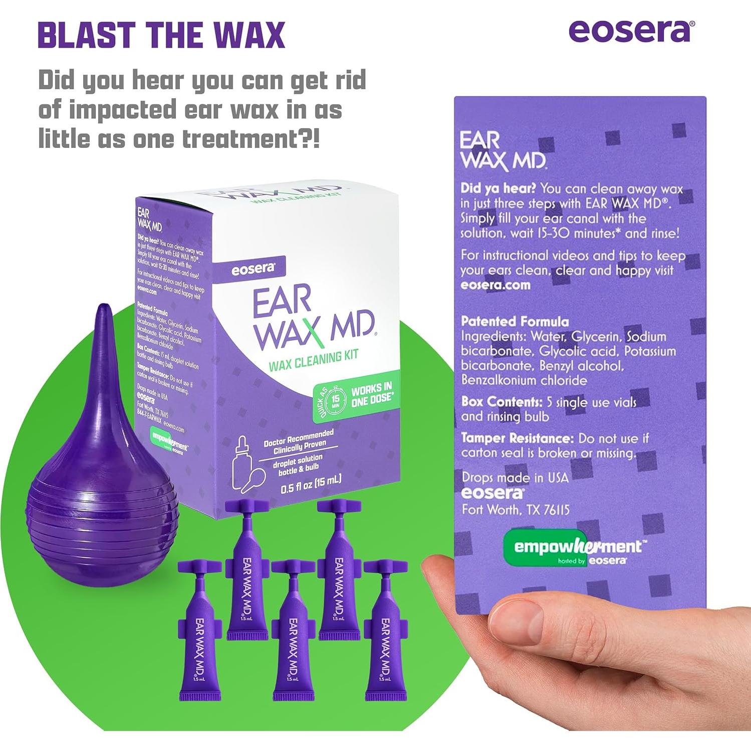 Kit de Limpieza de Cerumen Eosera Ear Wax MD - 5 Viales 1.5 mL