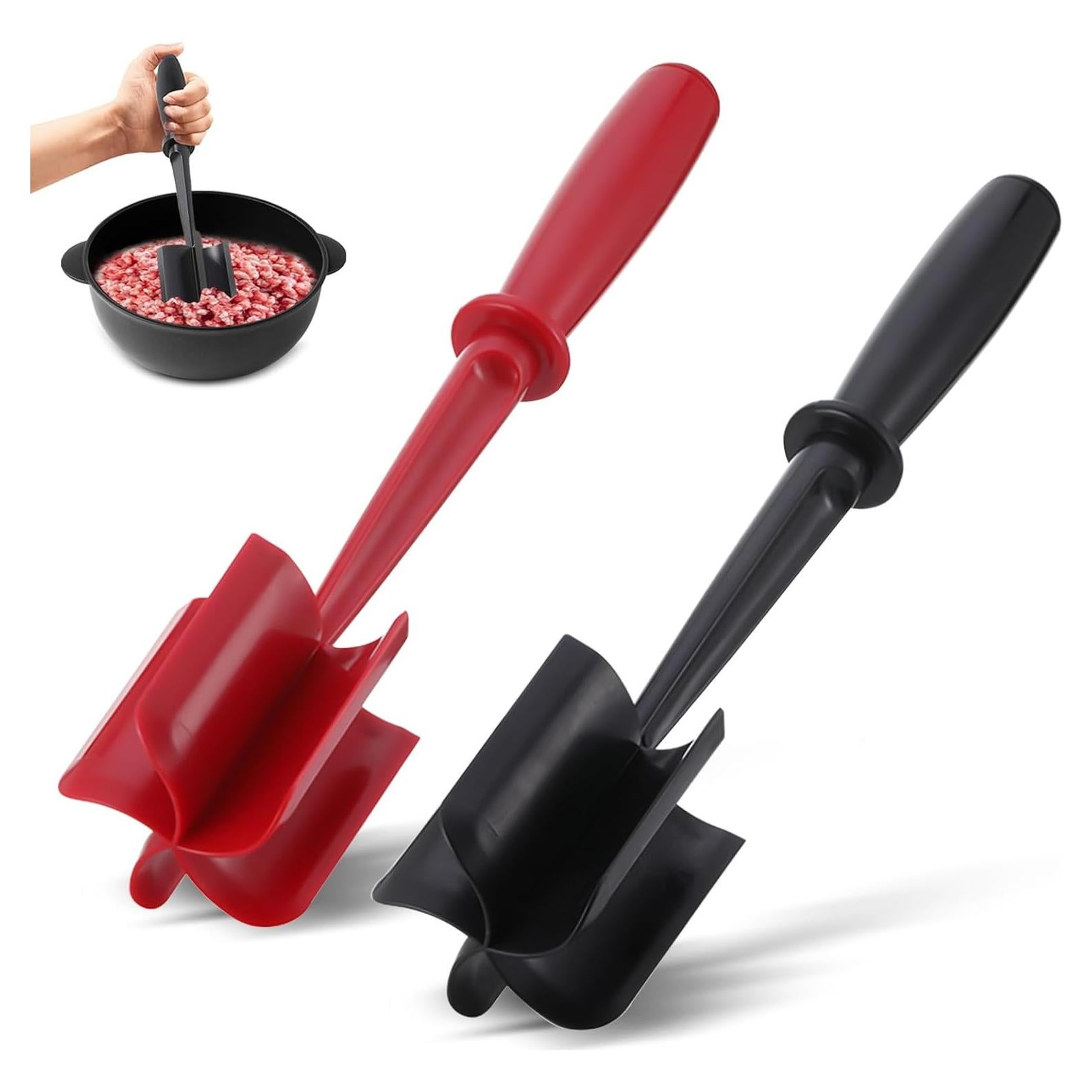 2pc Meat Chopper, Nylon Ground Beef Smasher, 5 Curve Blade Hamburger Chopper, Potato Masher Tool for Meat, Send Goods from Local Warehouse