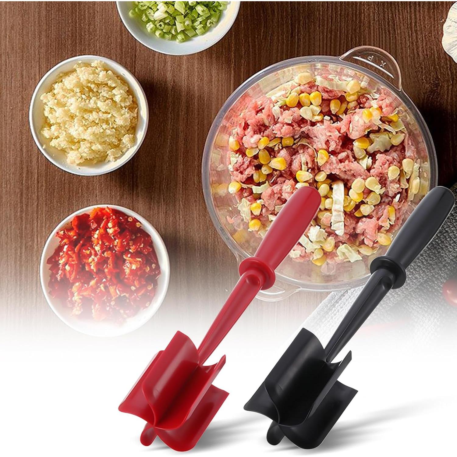 2pc Meat Chopper, Nylon Ground Beef Smasher, 5 Curve Blade Hamburger Chopper, Potato Masher Tool for Meat, Send Goods from Local Warehouse