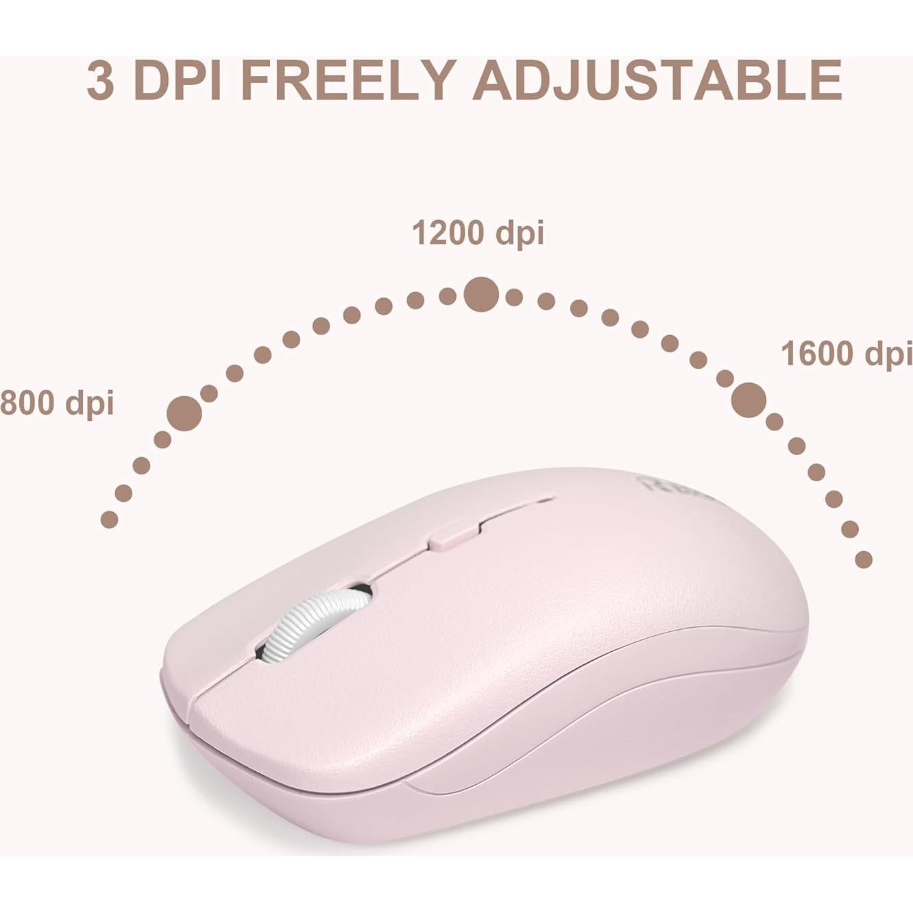 Combo Teclado y Ratón Inalámbrico Reccazr Rosa y Blanco