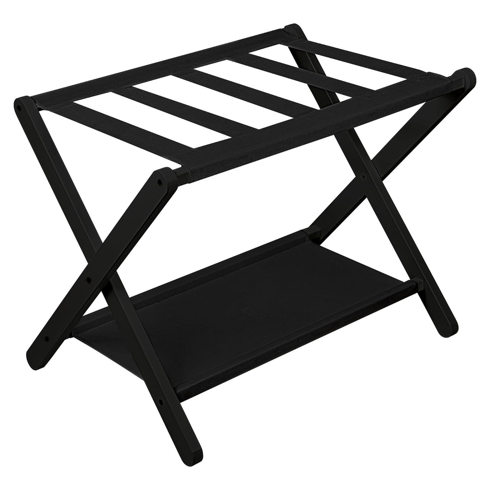 Soporte de Equipaje Plegable VASMIA de Bambú Negro 67x45cm