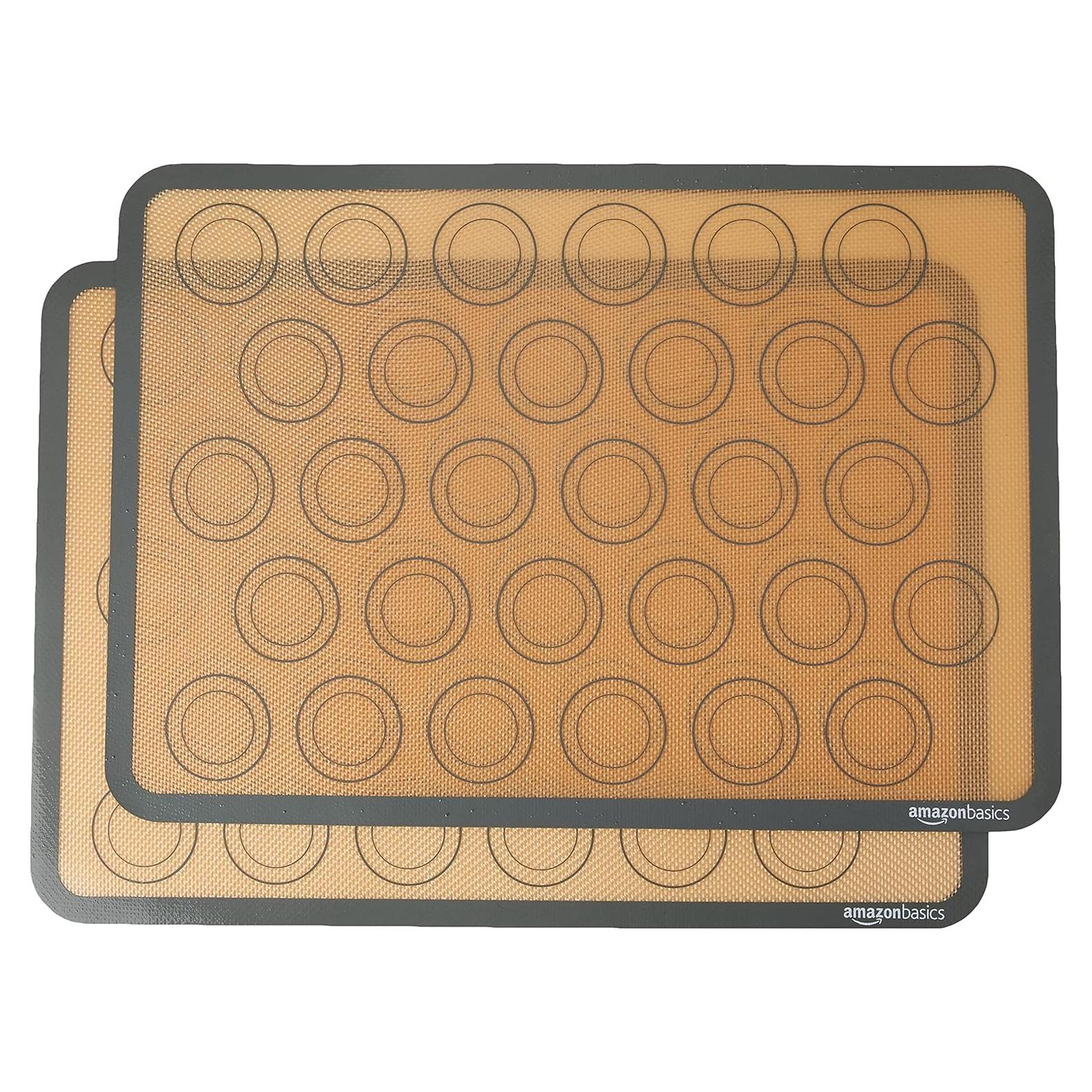 Alfombrilla de Silicona Antiadherente Amazon Basics para Macarons - Paquete de 2