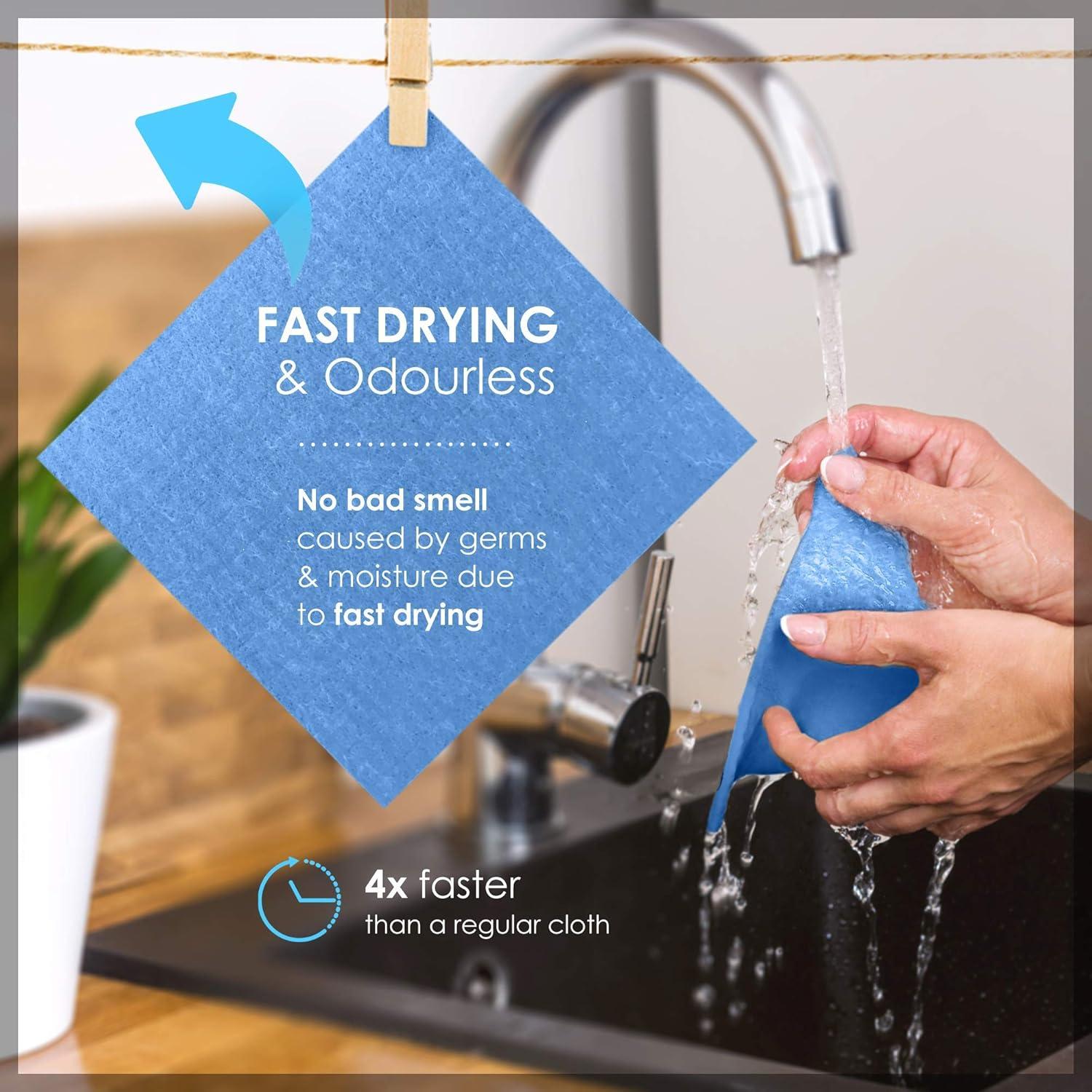 Paquete de 10 Paños de Cocina Biodegradables SUPERSCANDI Azul