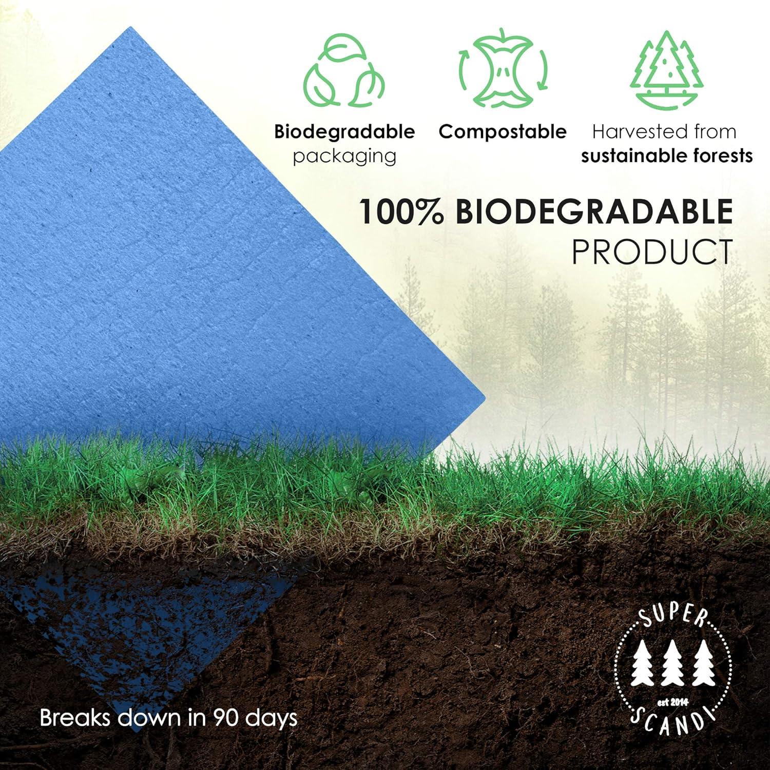 Paquete de 10 Paños de Cocina Biodegradables SUPERSCANDI Azul