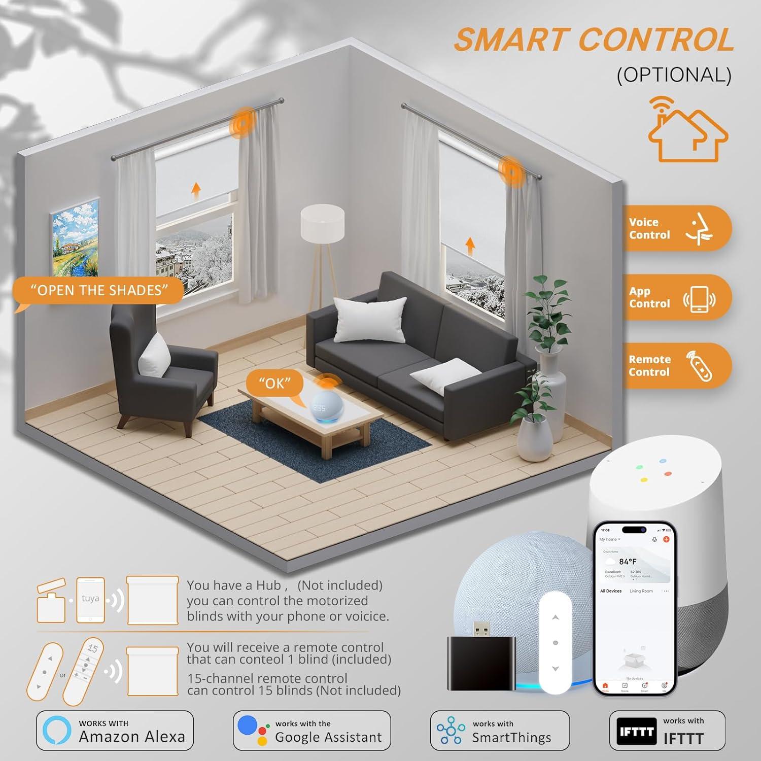 Persianas Motorizadas Inteligentes MUSCLEAREA 58x182 cm Blancas