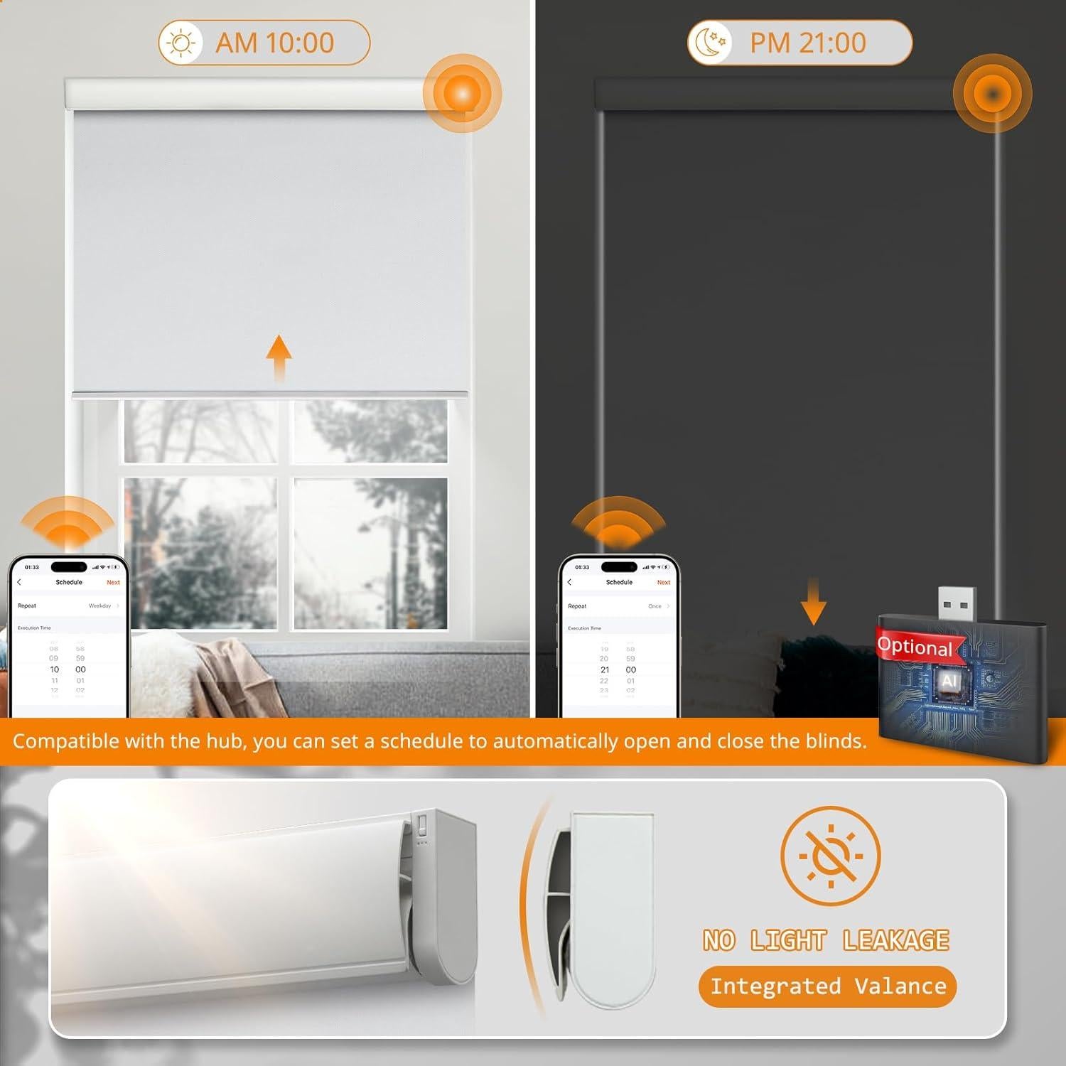 Persianas Motorizadas Inteligentes MUSCLEAREA 58x182 cm Blancas