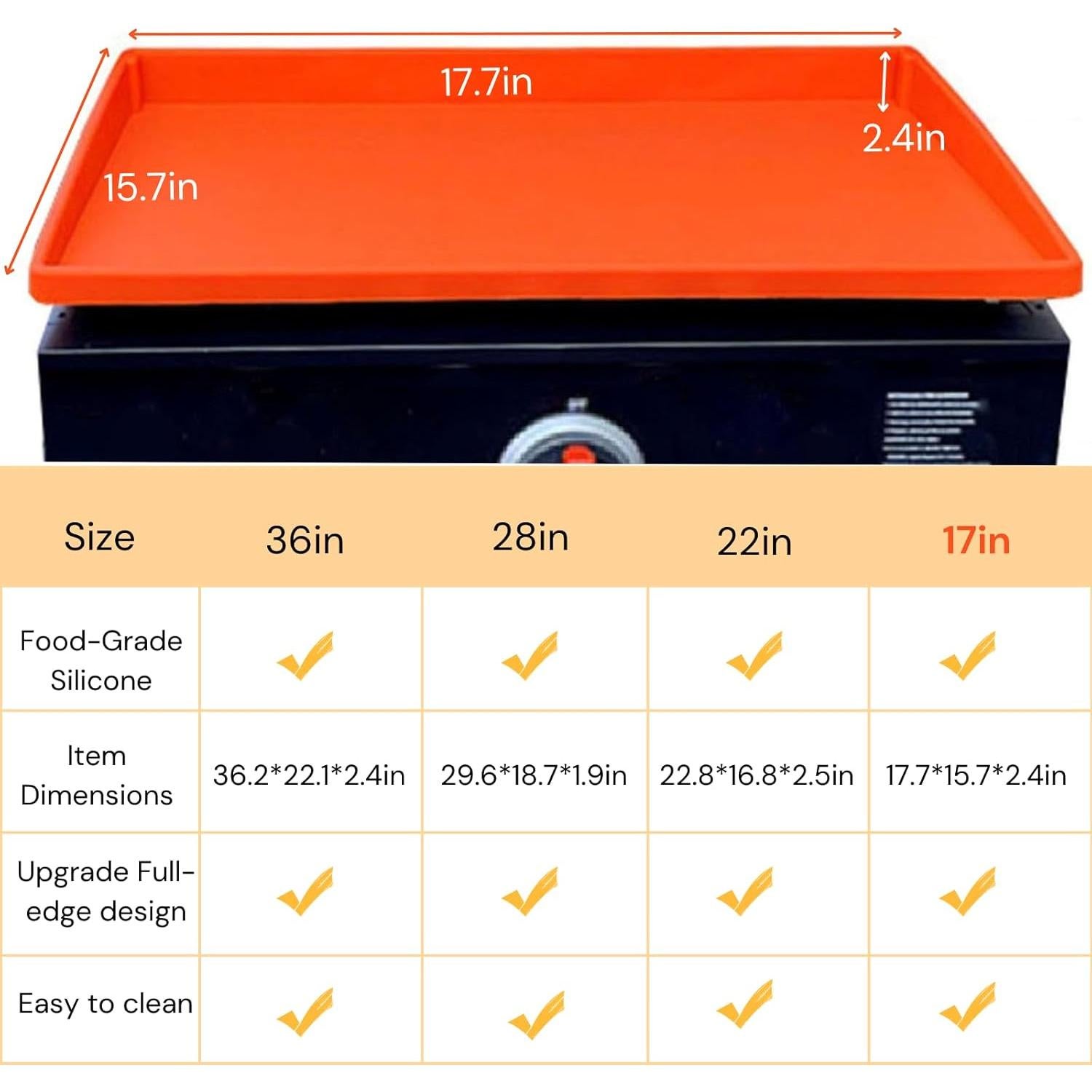 Cubierta de silicona Jacooxi para plancha Blackstone 17"