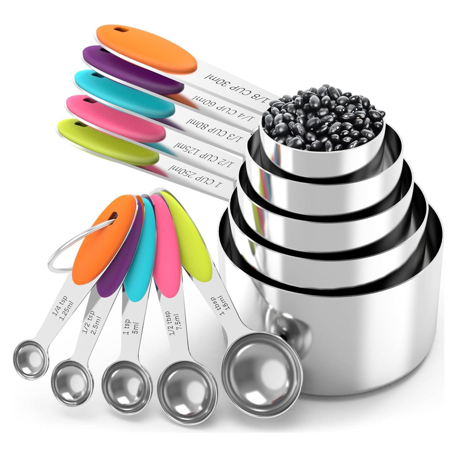 Juego de Tazas y Cucharas Medidoras TILUCK Acero Inoxidable 10 Piezas