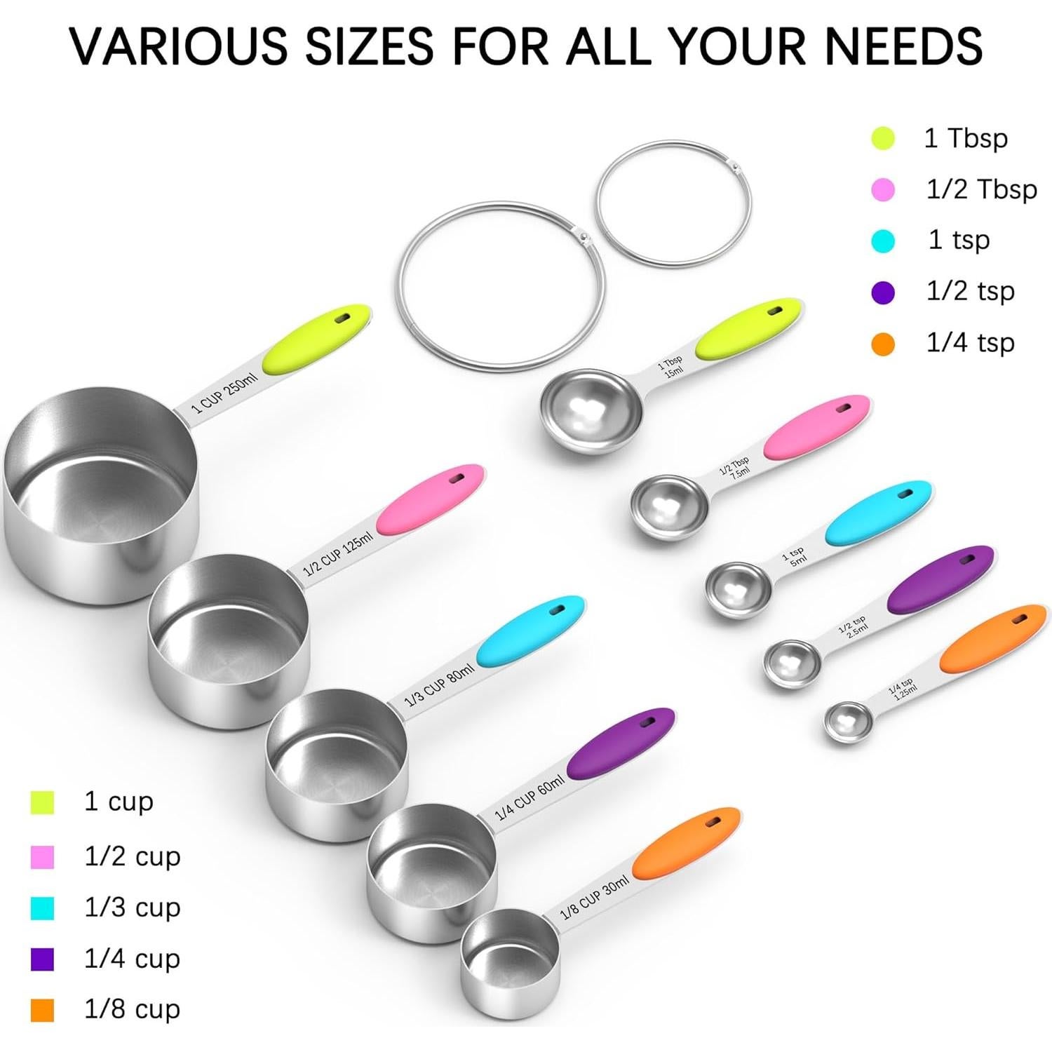 Juego de Tazas y Cucharas Medidoras TILUCK Acero Inoxidable 10 Piezas