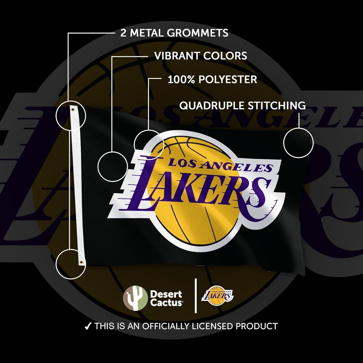 Bandera Los Angeles Lakers Desert Cactus 3x1.5m Poliester