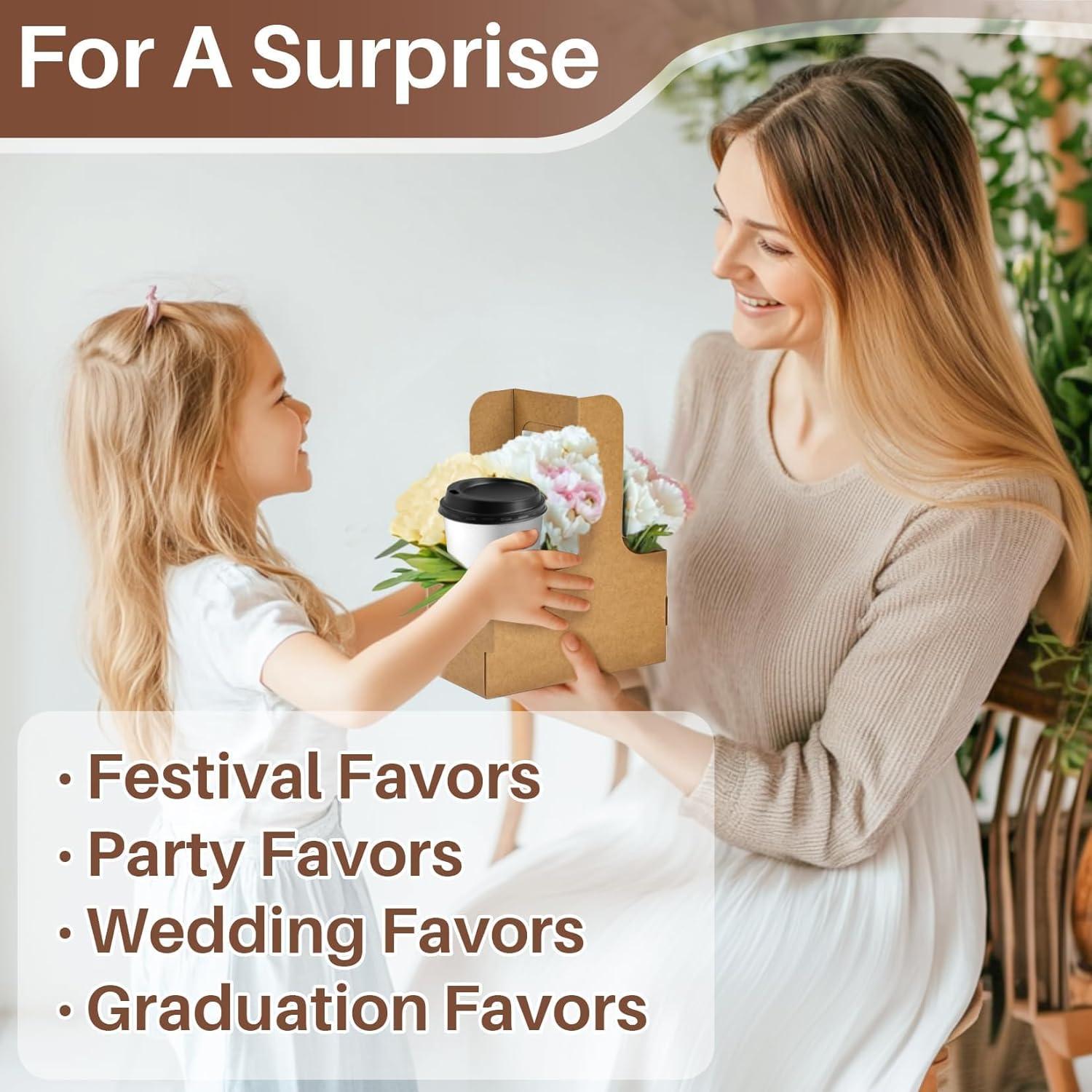 Portavasos de Cartón Kraft MAQIHAN para 2 Tazas con Asa - 20 Piezas