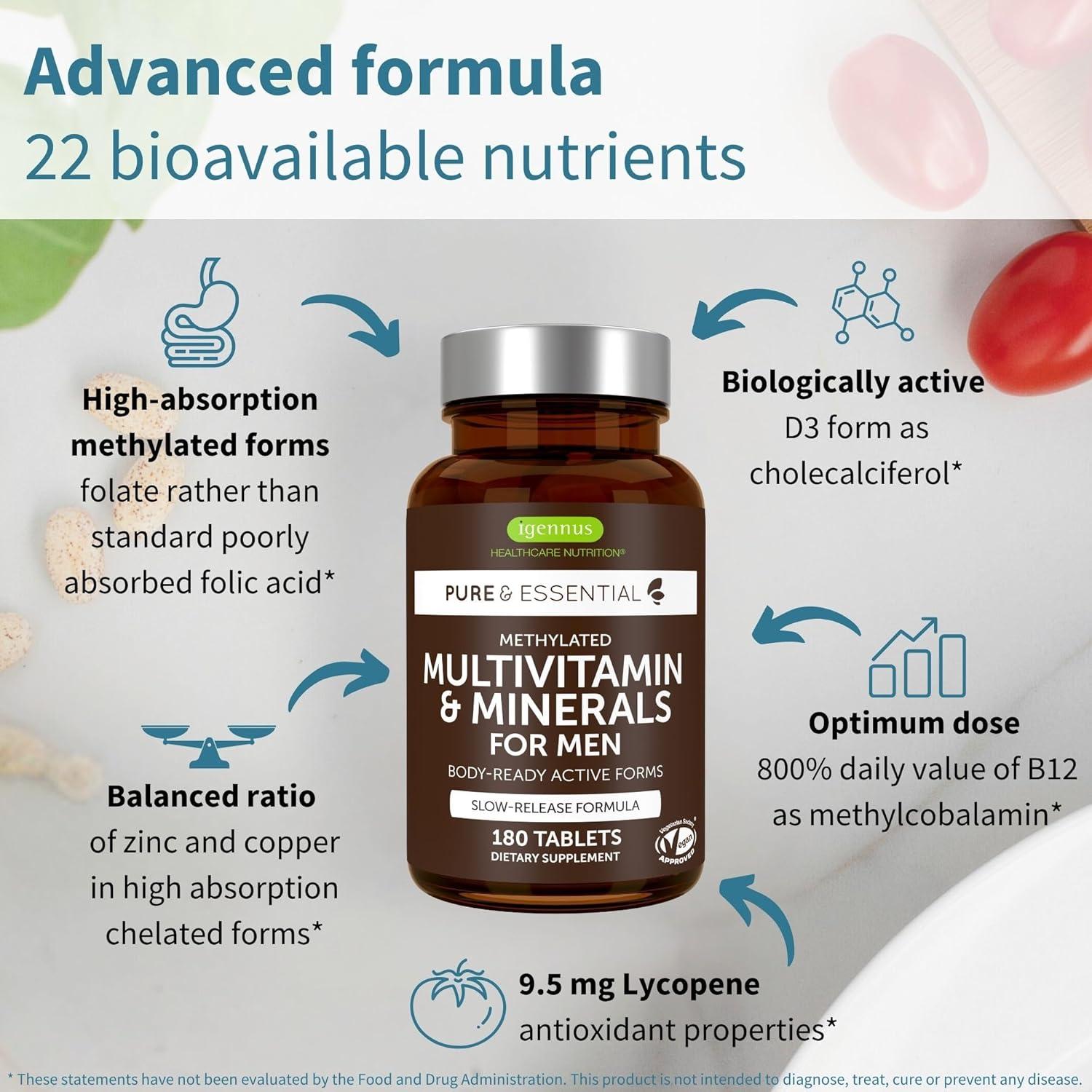 Multivitamina Metilada para Hombres Igennus 180 Tabletas